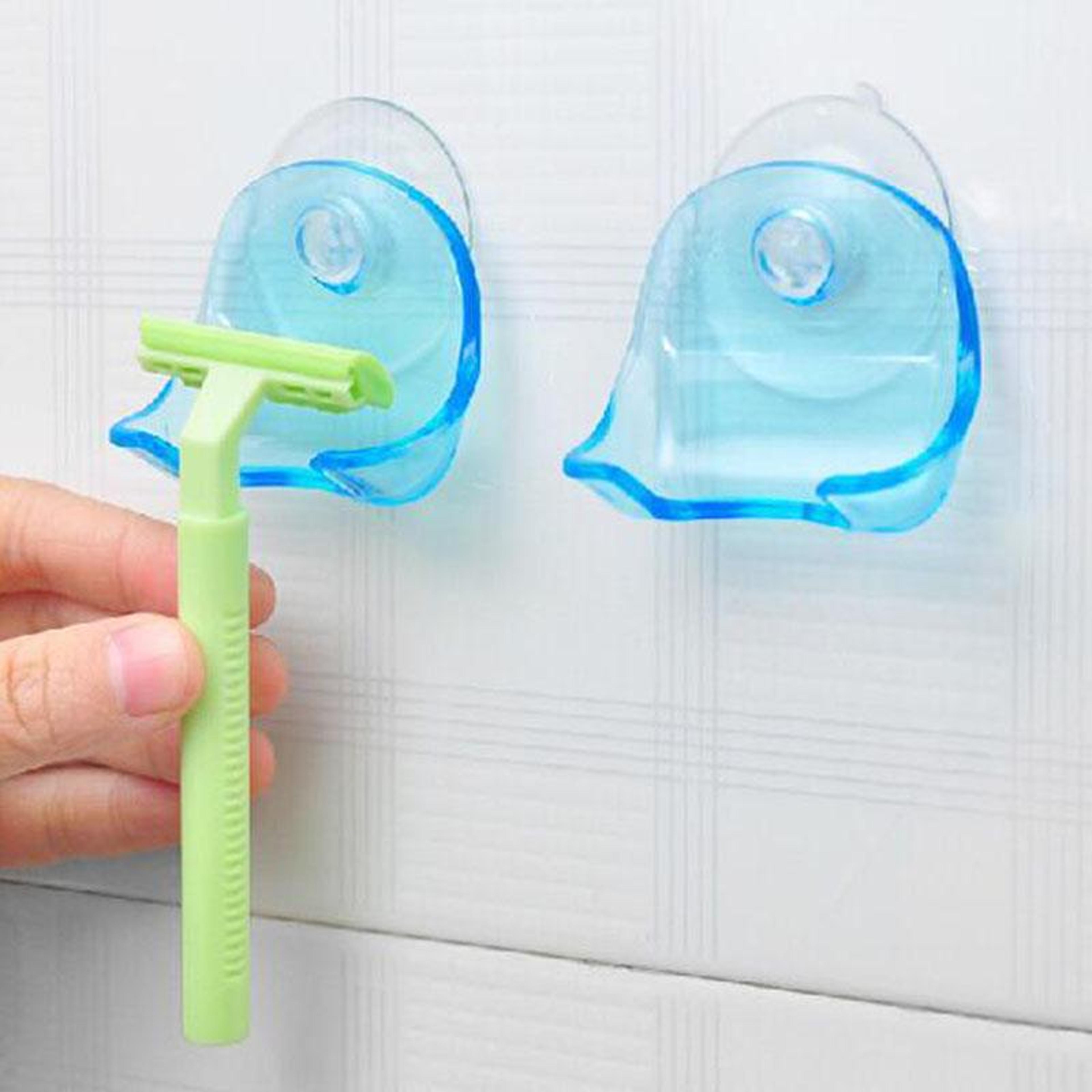suction cup razor holder & toothbrush holder wall mount bathroom organizer