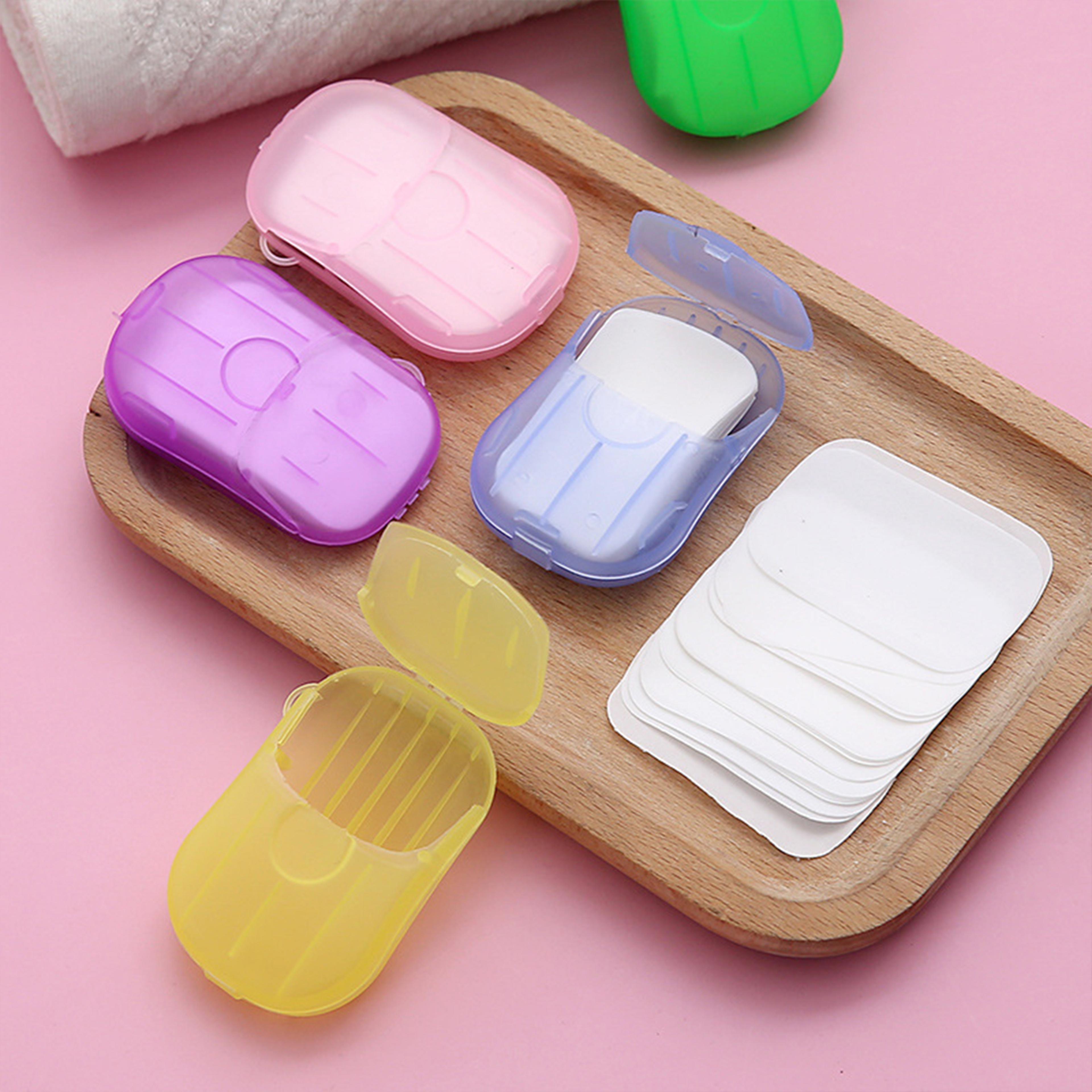 portable paper soap sheets with travel soap case mini soap dispenser for camping, hiking & travel