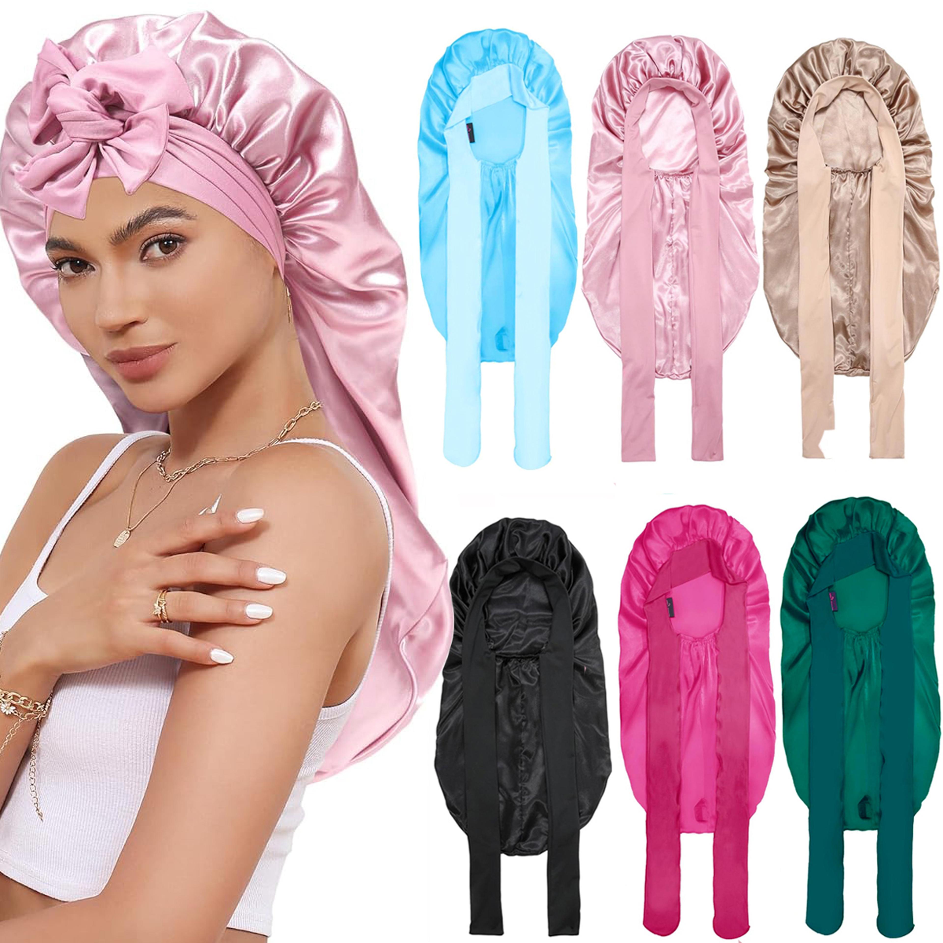 extra large satin bonnet with adjustable tie for curly, natural & long hair night protection