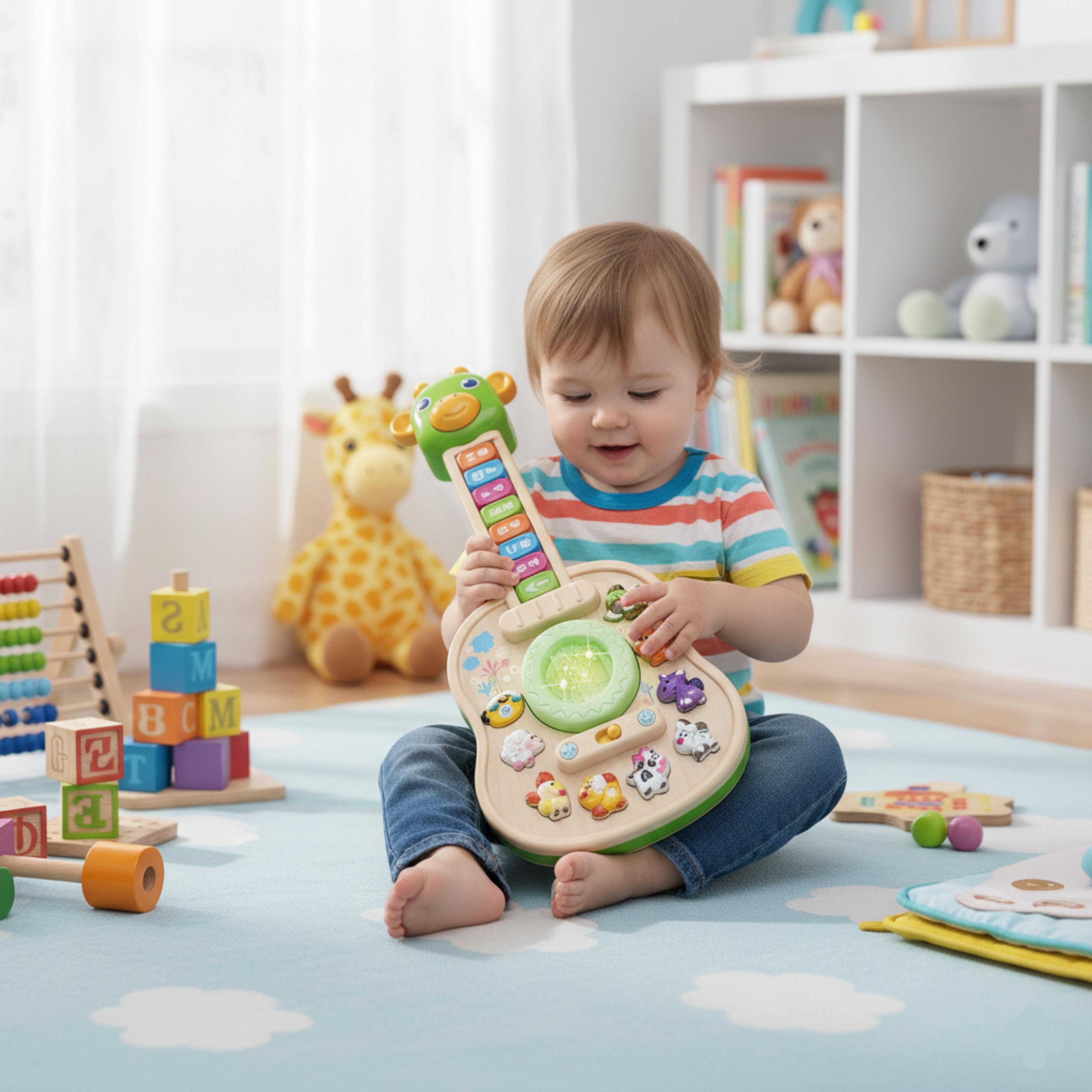 giraffe baby musical guitar & kids piano toy with animal sounds, lights and educational music