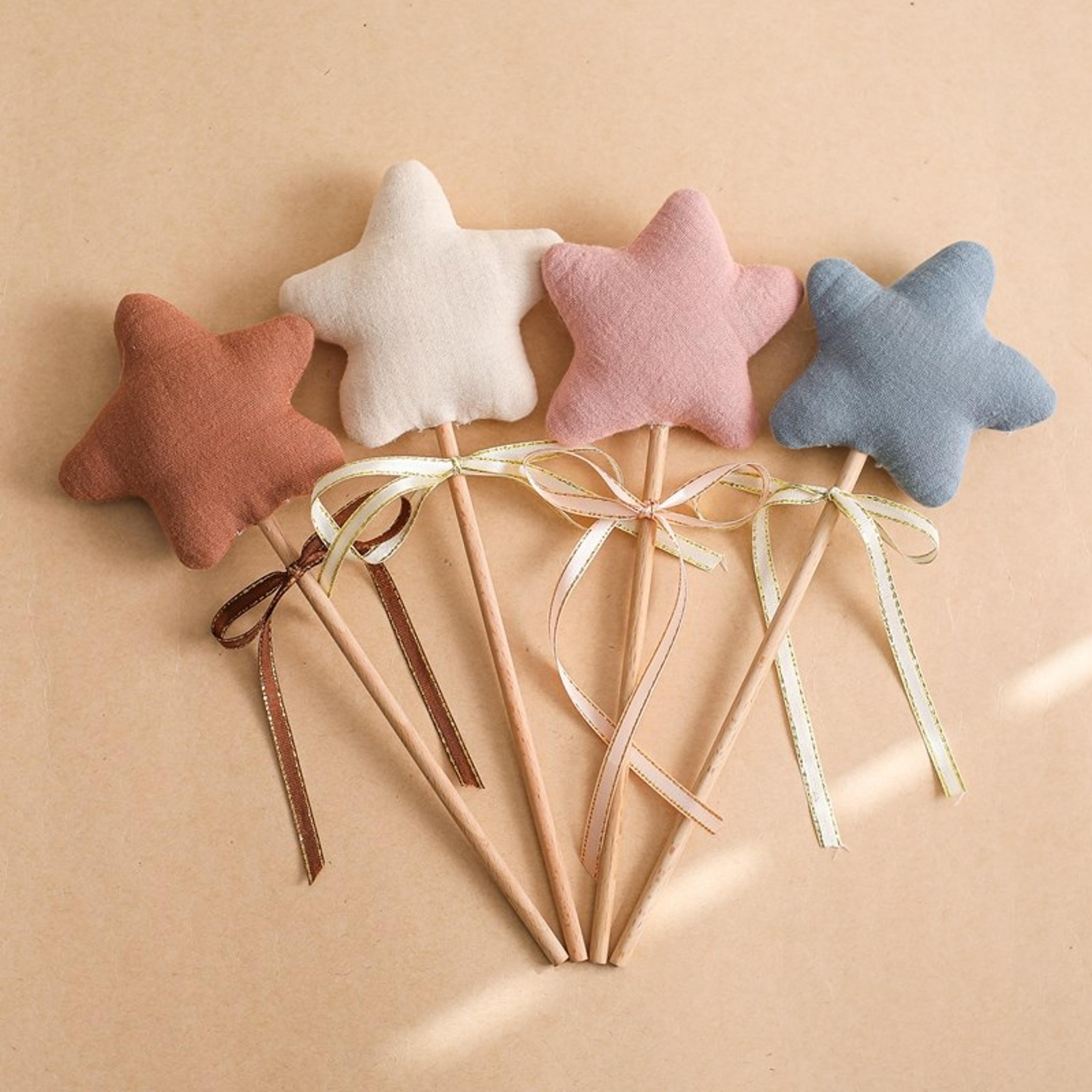 baby wooden star music rattle toy soft cotton sensory teether for newborns & infants