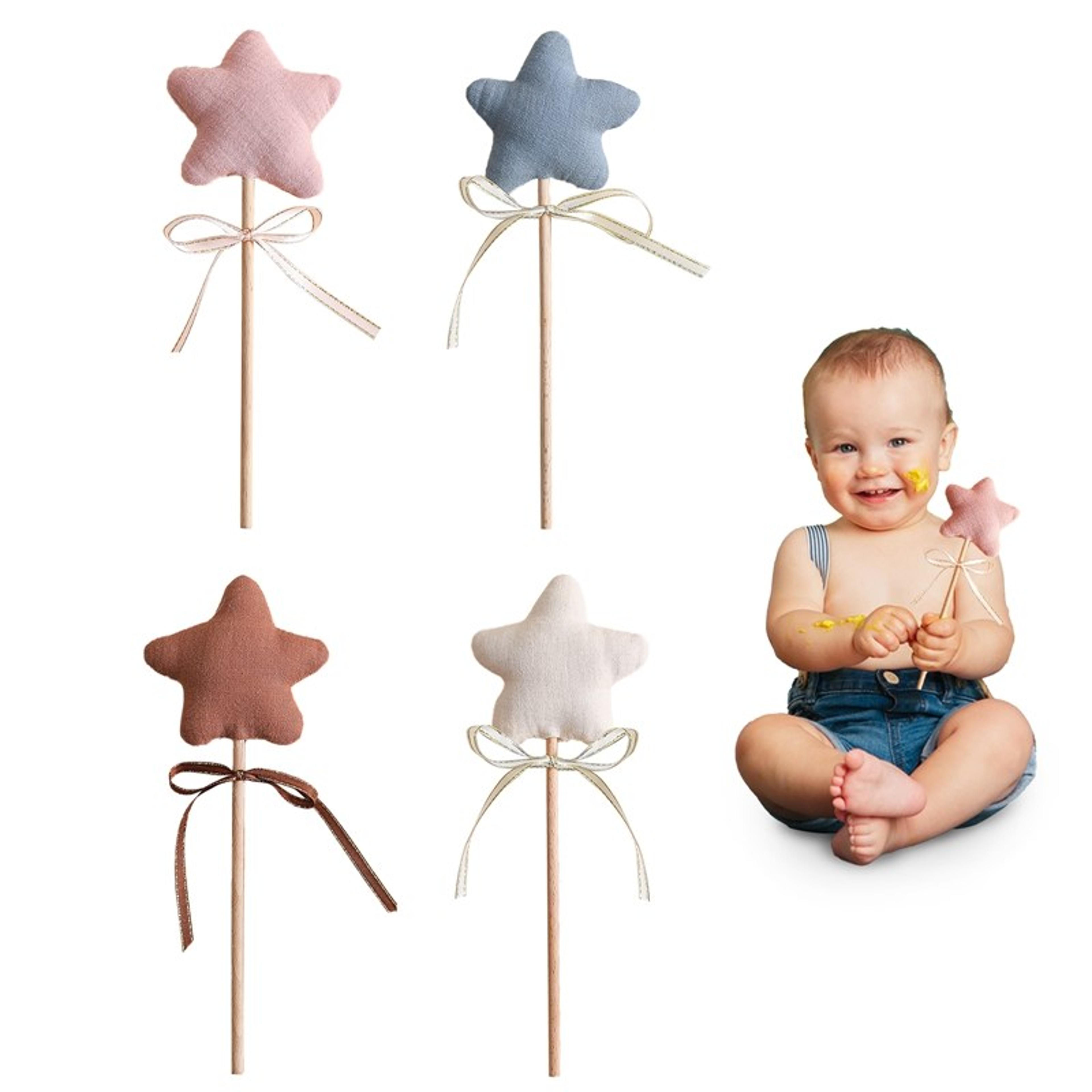 wooden baby rattle star toy soft cotton bell montessori sensory gift for newborns
