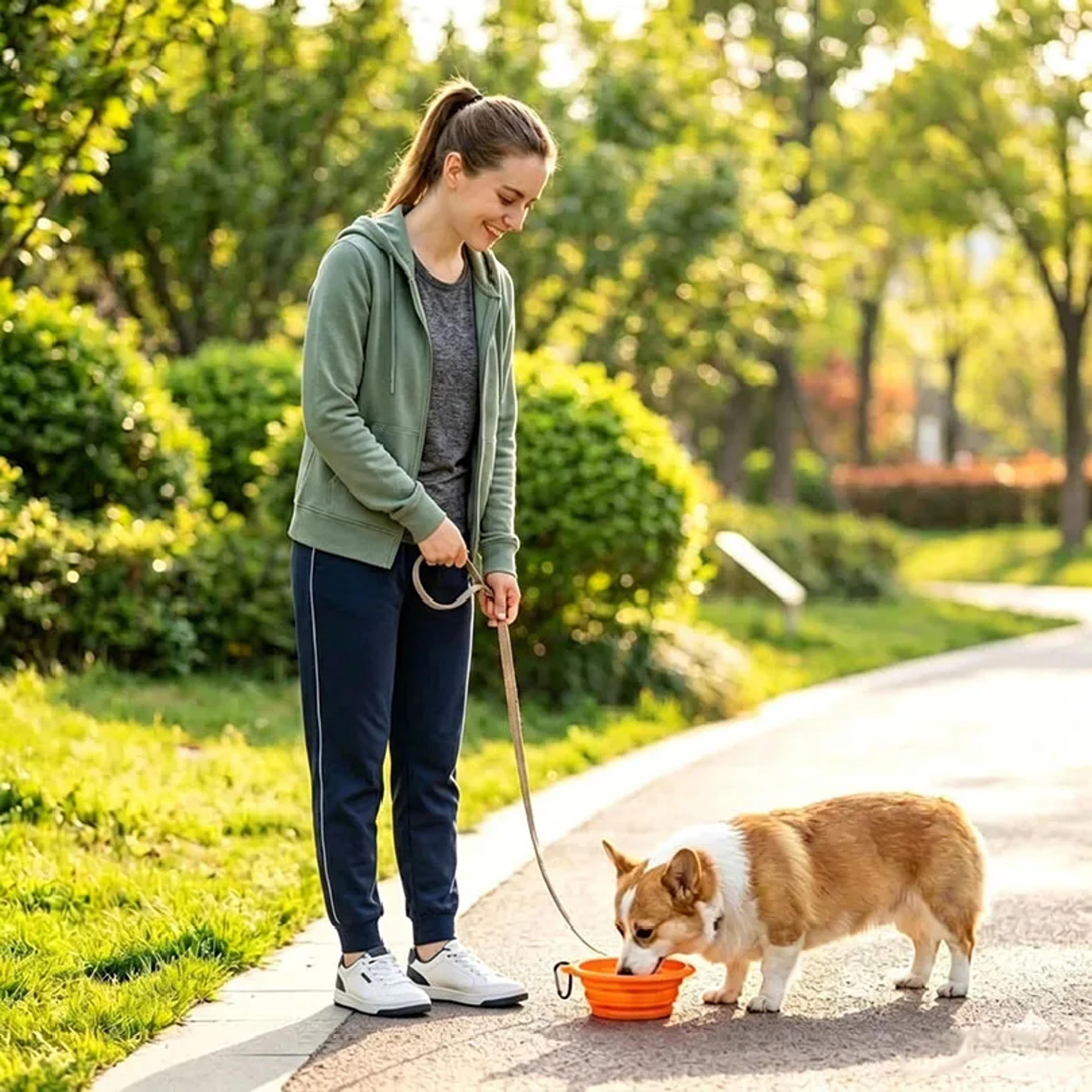 collapsible dog bowl portable silicone travel pet bowl with carabiner for dogs & cats
