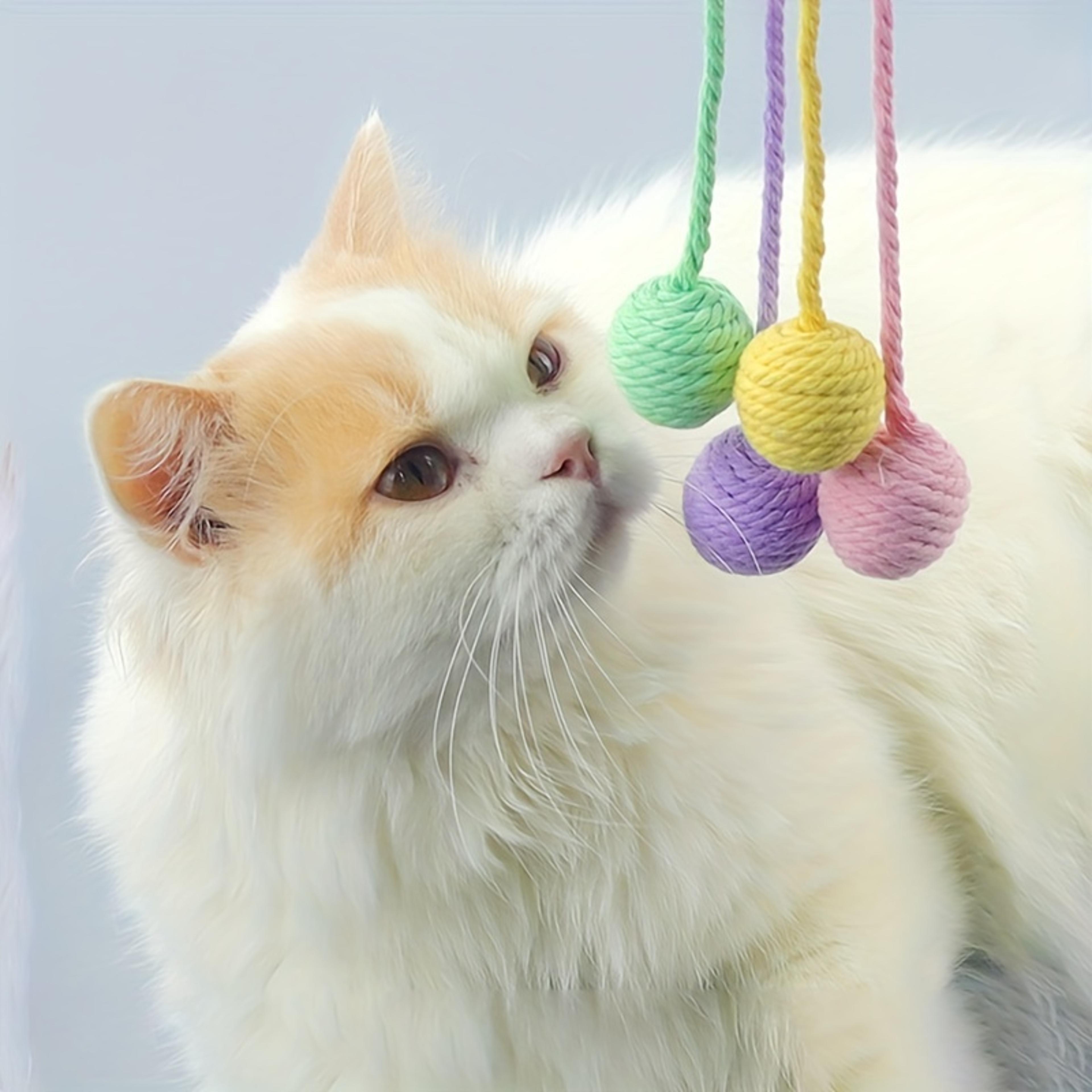 colorful cat toy balls cotton rope interactive toy set for cats & kittens