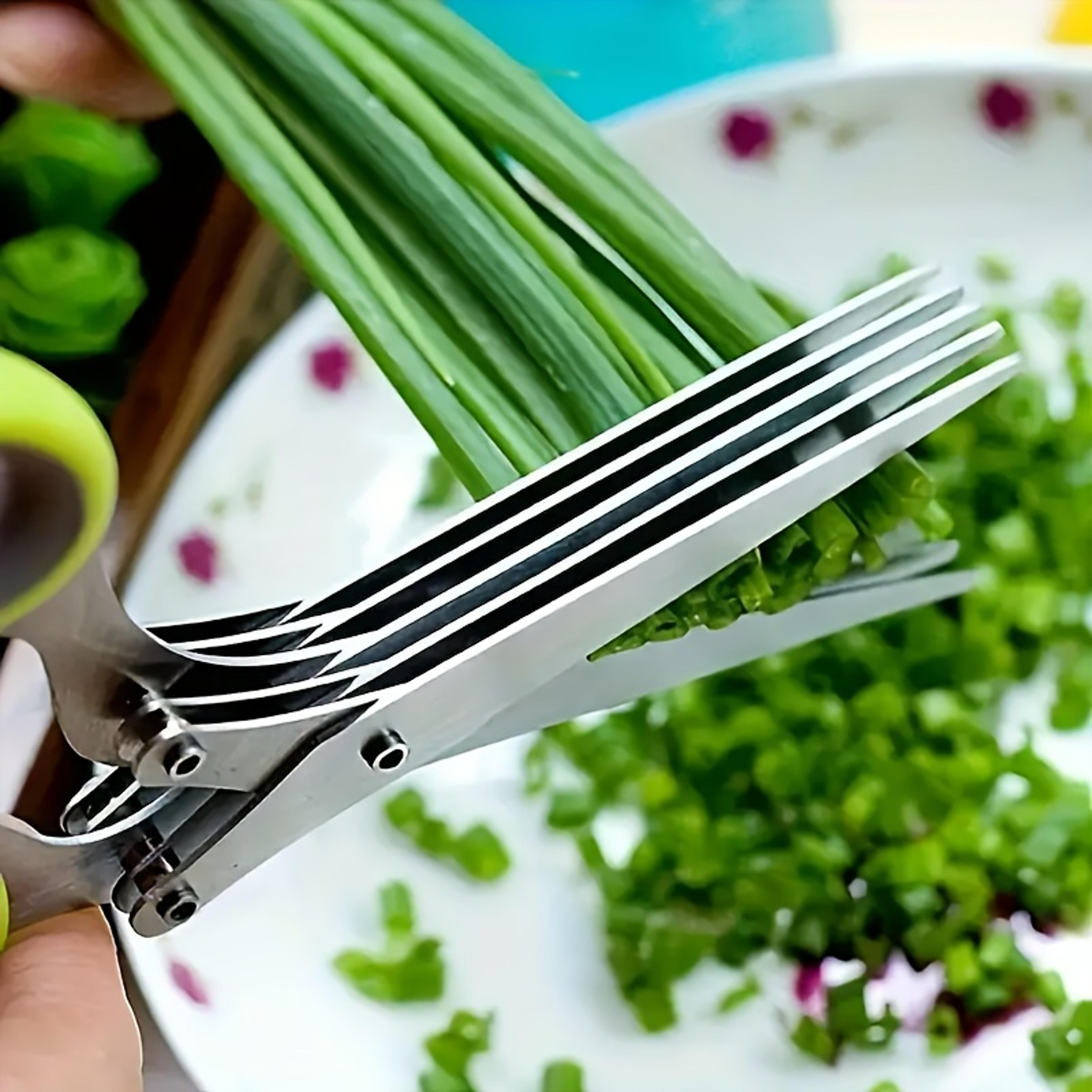 5 blade stainless steel herb scissors ultra sharp kitchen herb cutter with safety cover