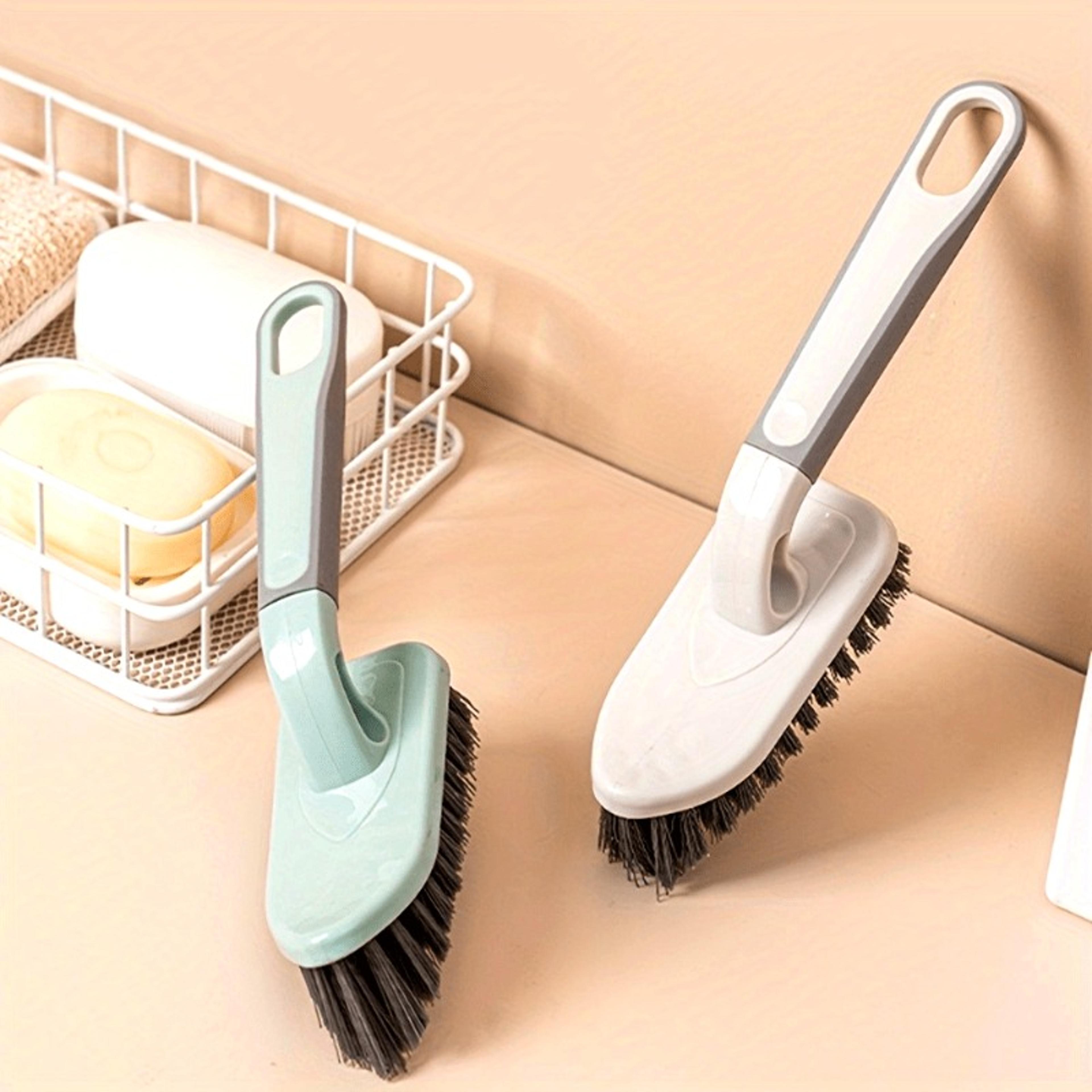 comfort grip grout cleaning brush with stiff bristles for bathroom, tile, kitchen & floor scrubbing