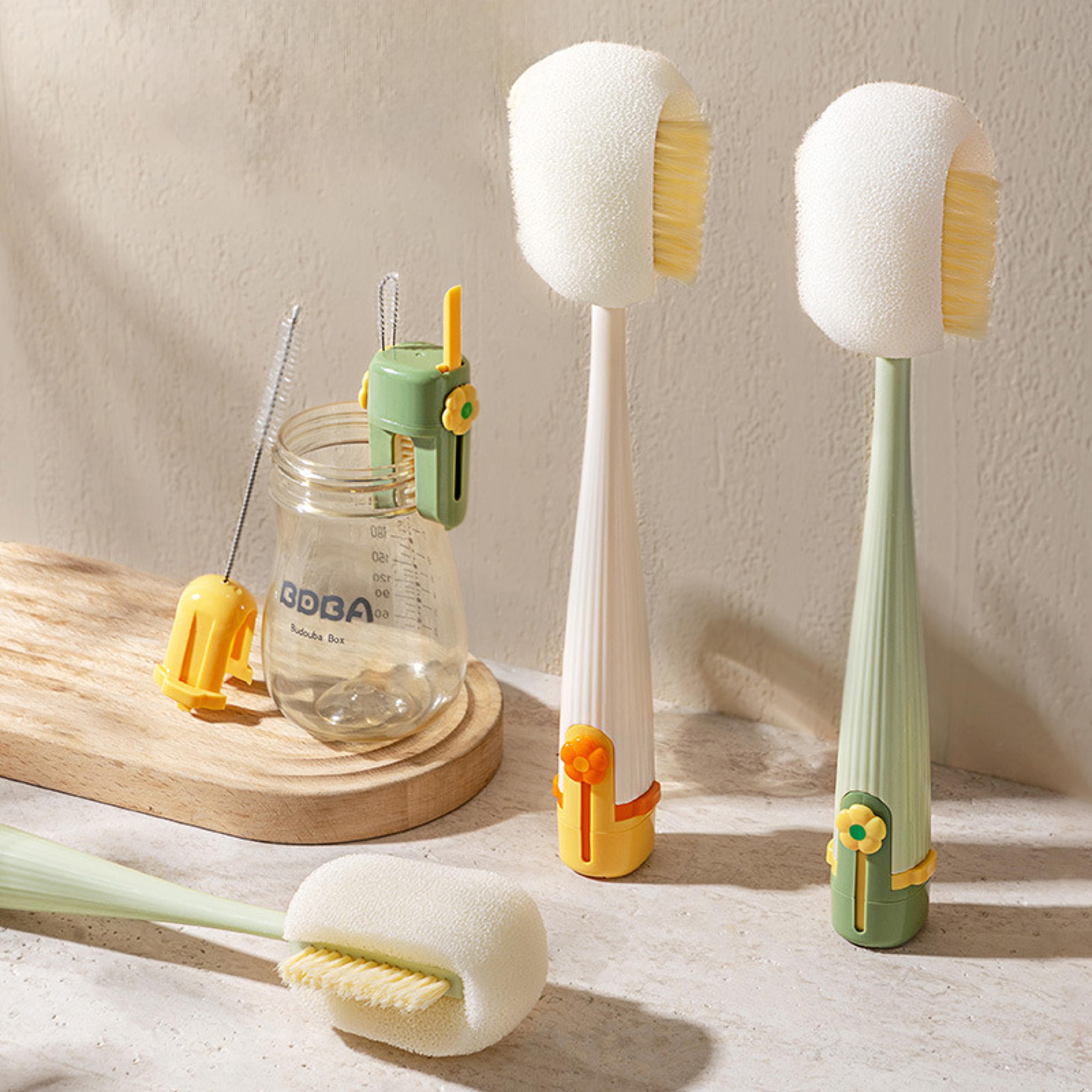 5 in 1 bottle cleaning brush set with straw cleaner & cup lid detail brush