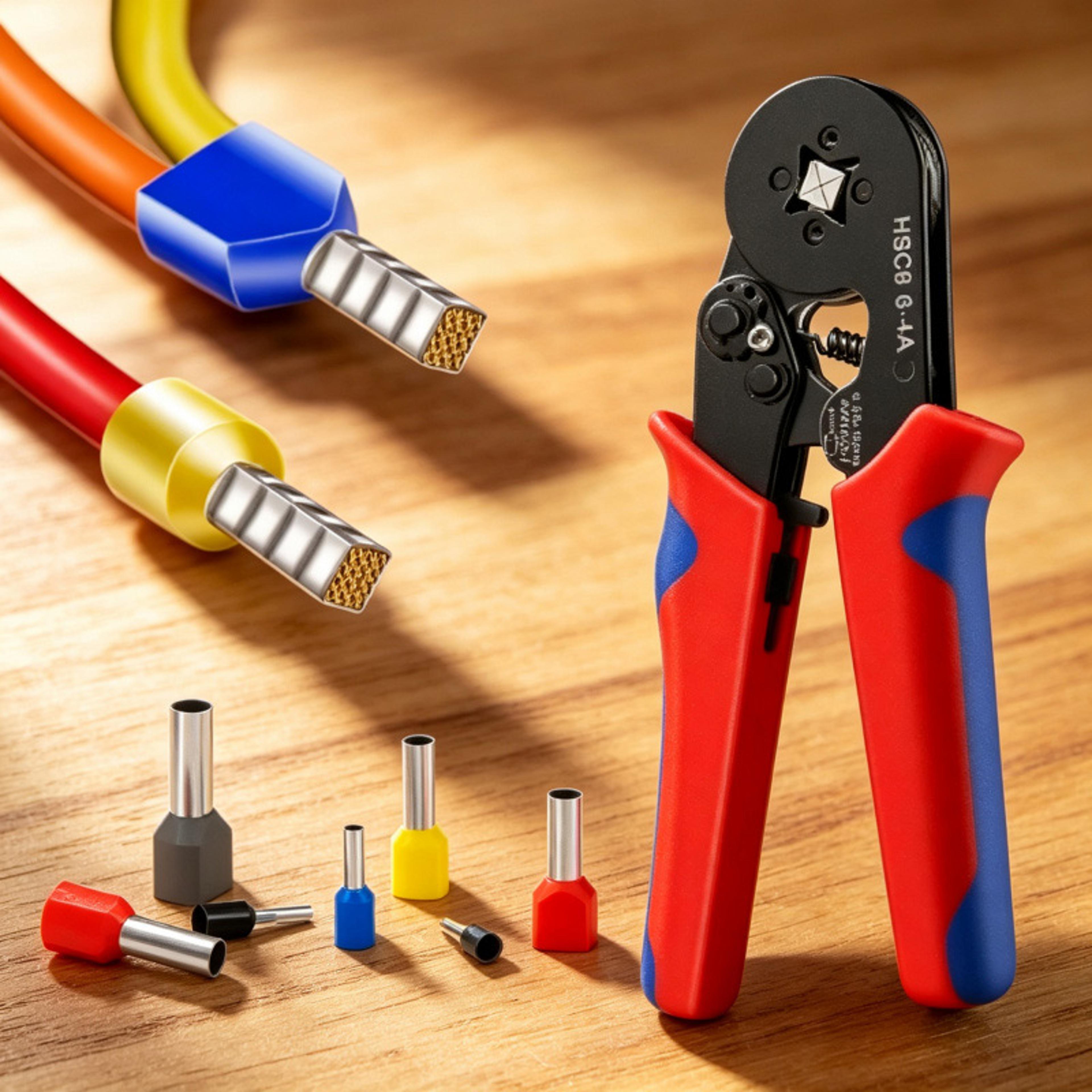 professional ferrule crimping tool kit with 1200 wire ferrules and ratcheting crimping pliers