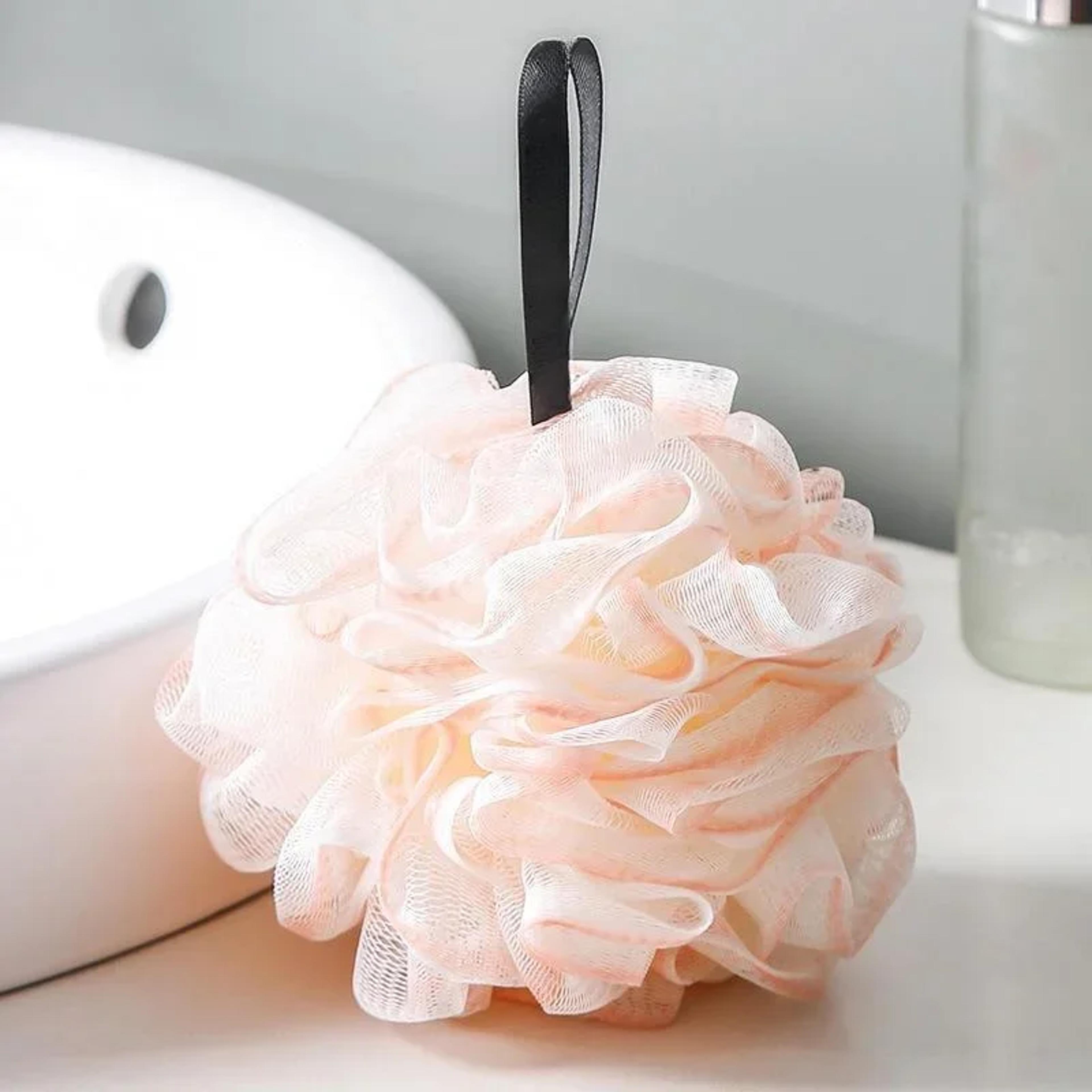 luxury mesh bath sponge body scrubber for rich lather & gentle exfoliation