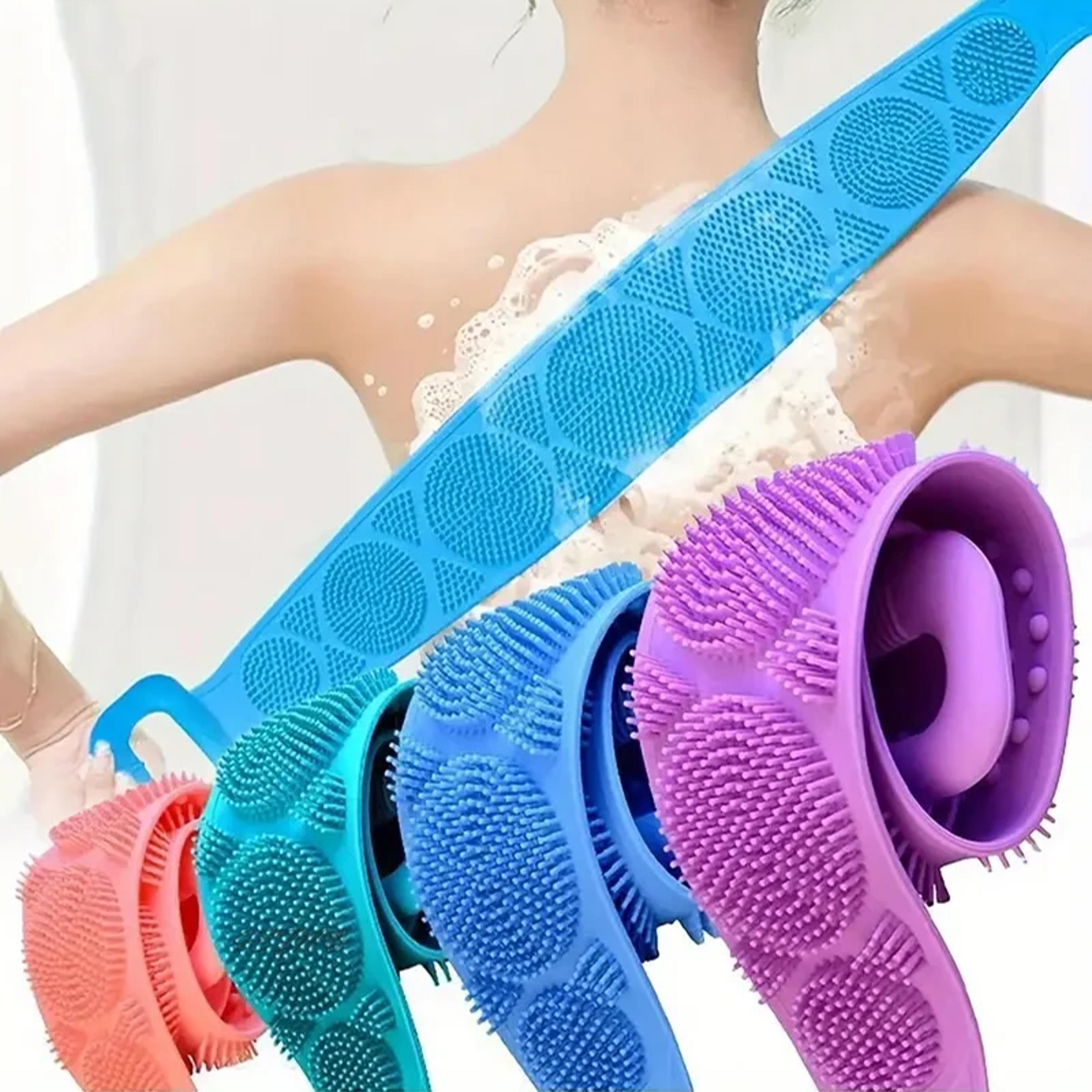 flexclean silicone body scrubber exfoliating bath brush with back strap