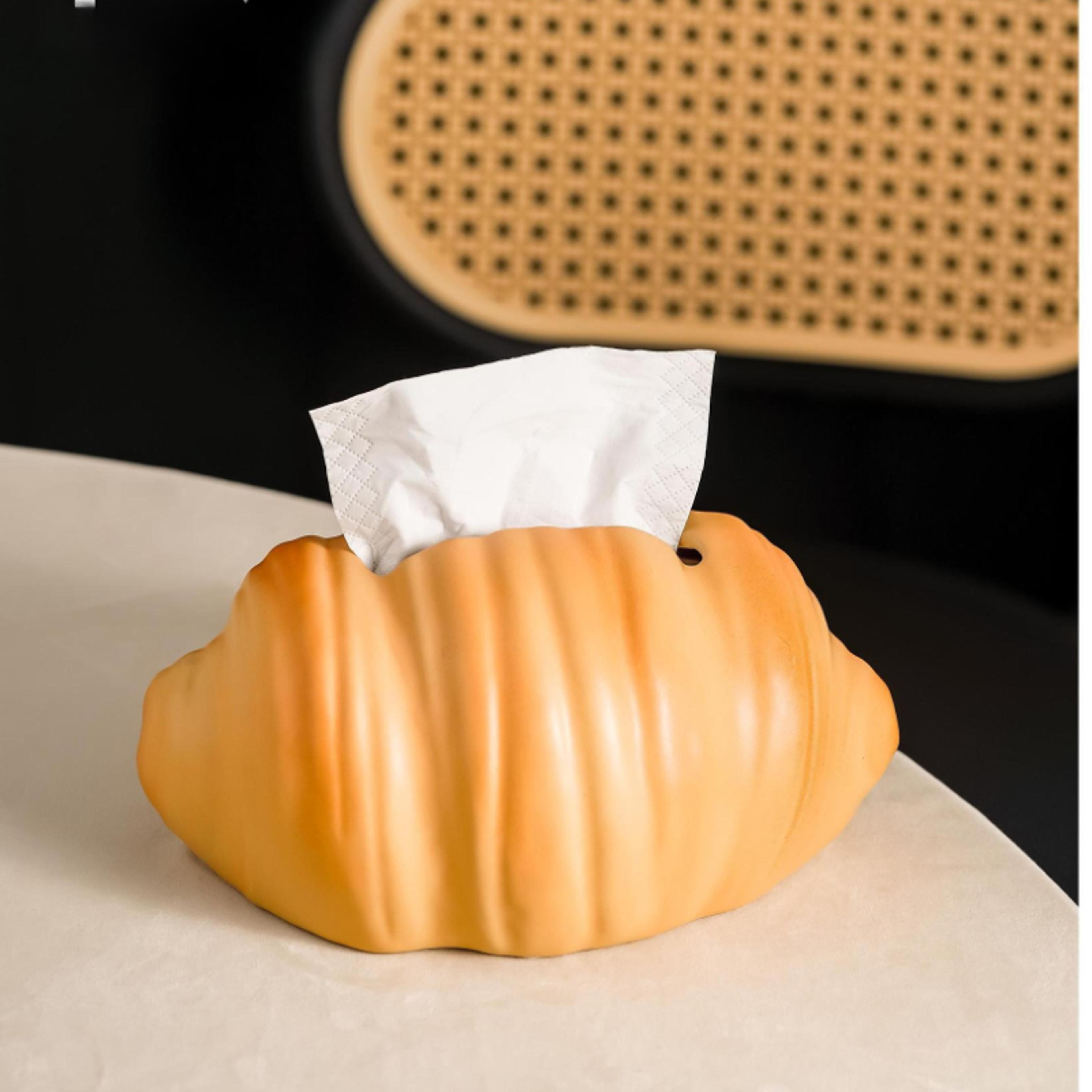 croissant ceramic tissue box decorative tissue holder for bathroom, living room & home decor