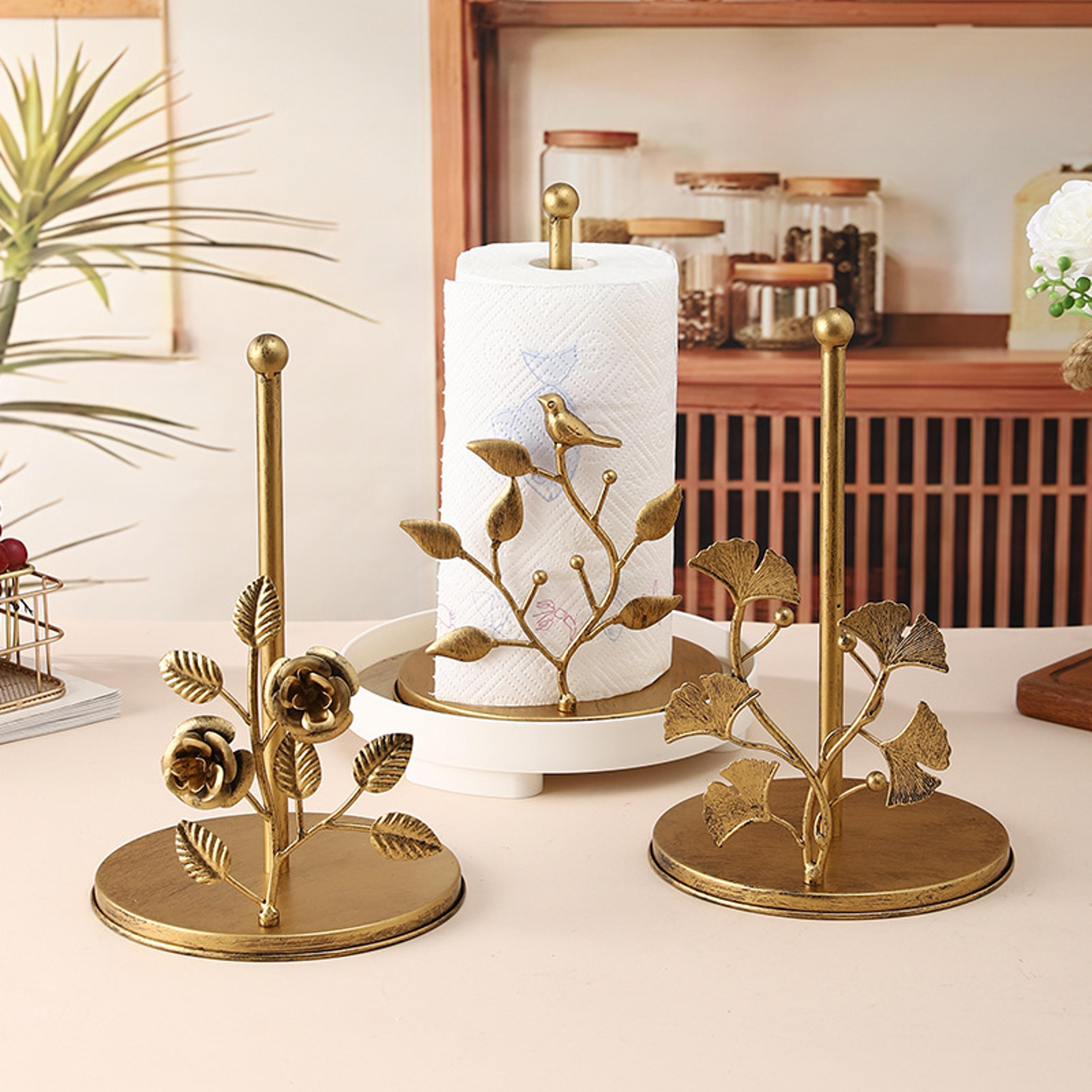 luxury rose paper towel holder metal vertical kitchen counter organizer
