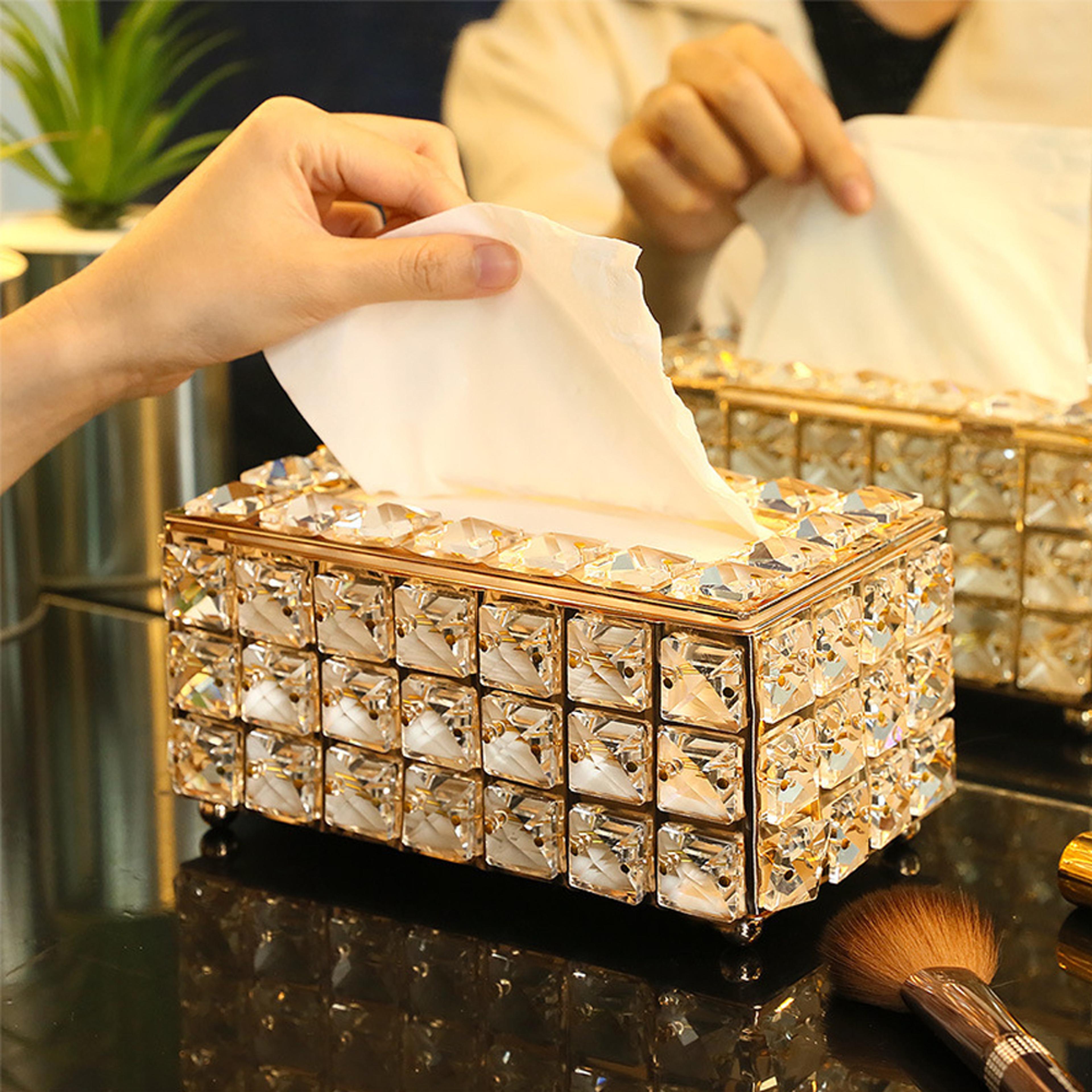 crystal tissue box decorative square napkin holder for home office & cafe
