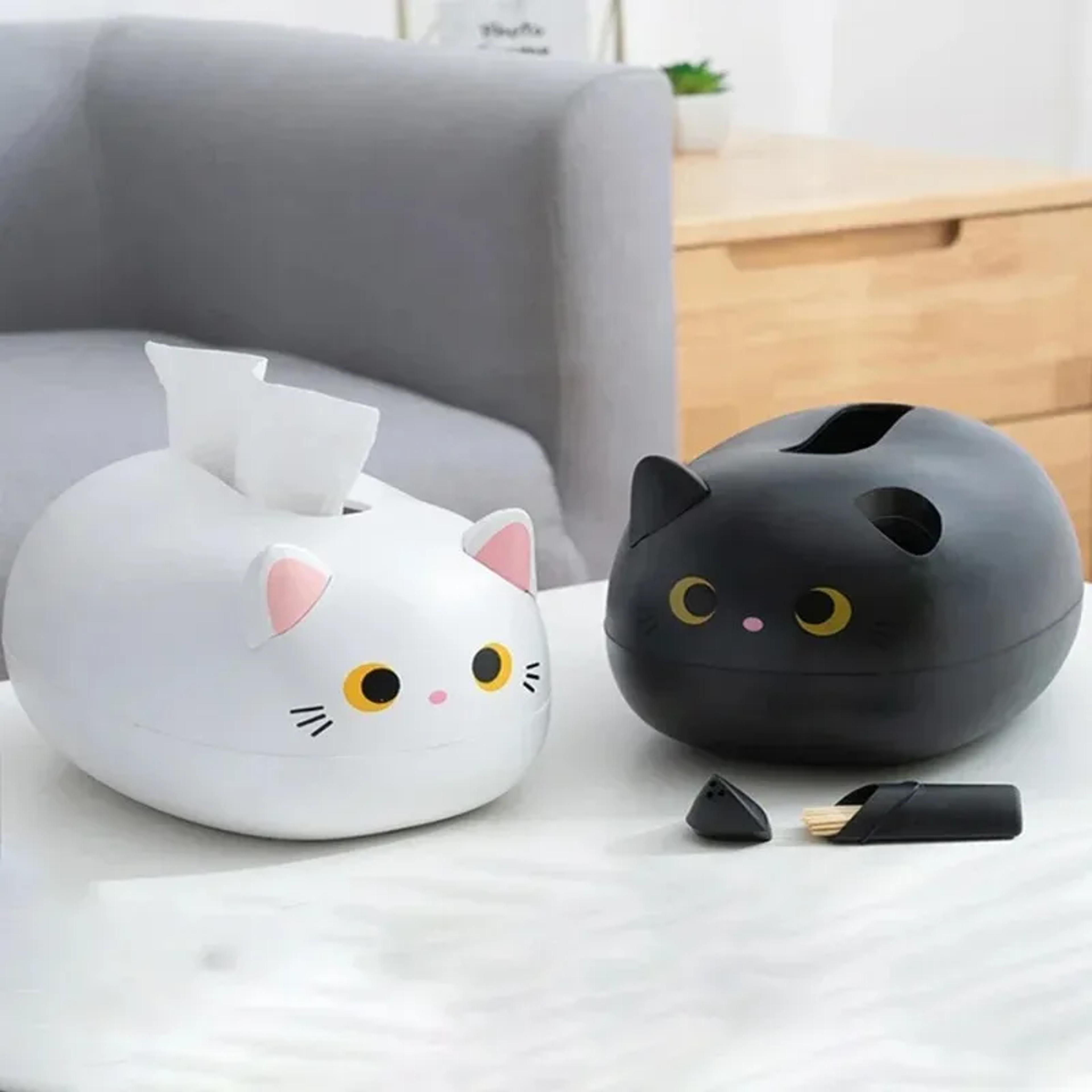 cute cat tissue box cover kawaii tissue holder for bathroom, desk & kitchen