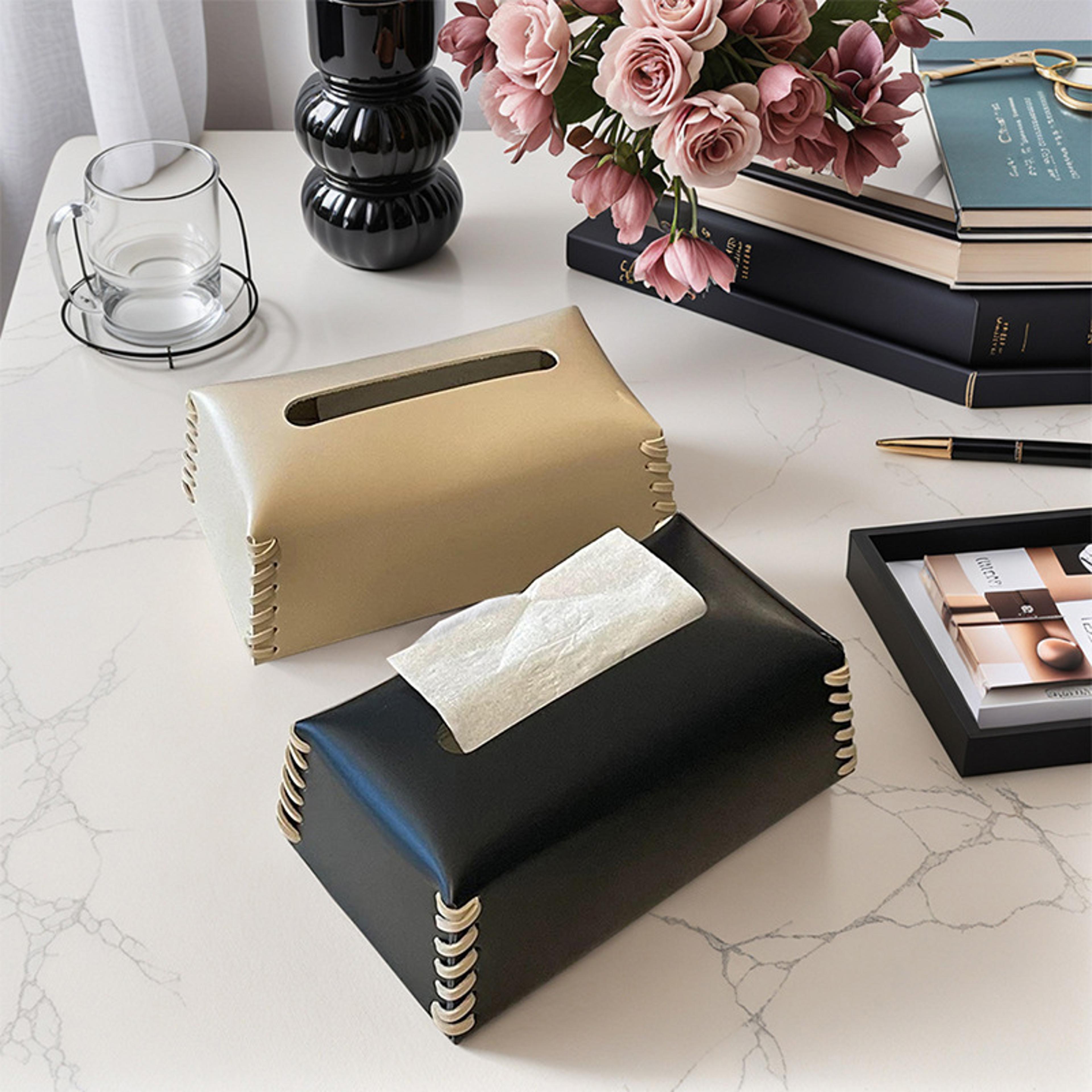 luxury leather tissue box cover decorative tissue box holder for coffee table and dining room