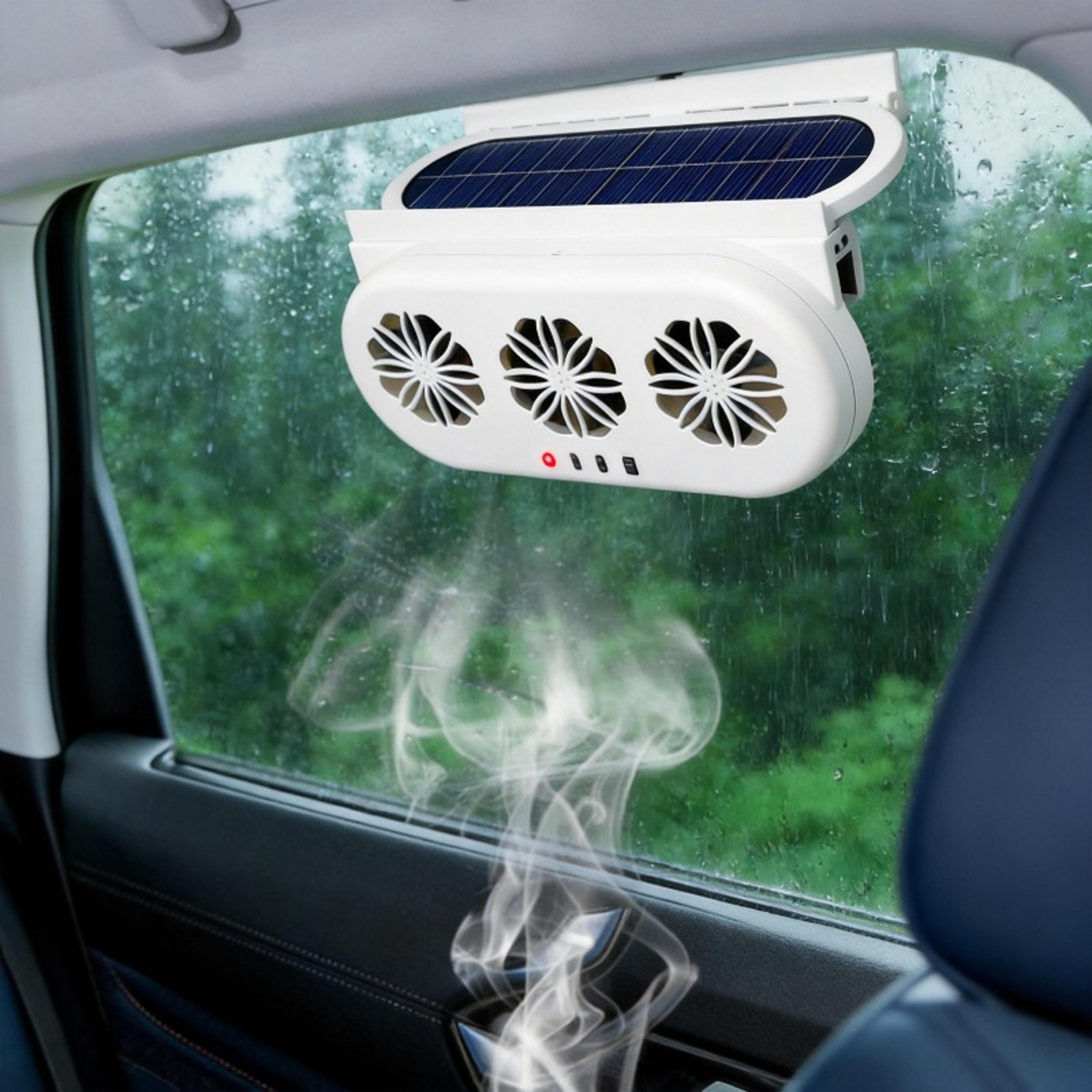 solar & usb car cooling fan triple head air circulation vent fan for cars, suvs & trucks