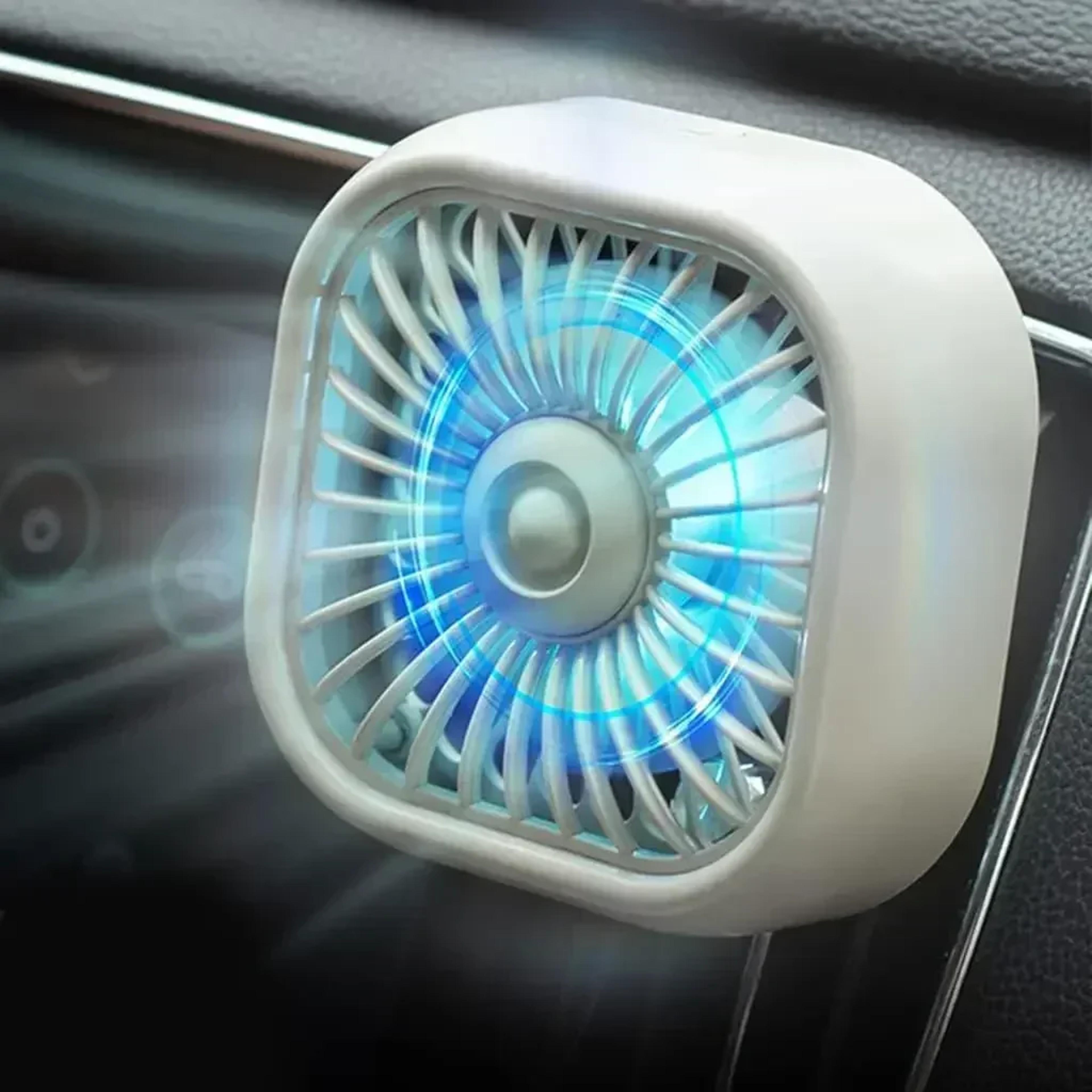 coolbreeze usb car air conditioner fan mini car cooler with 3 speed airflow & rgb light