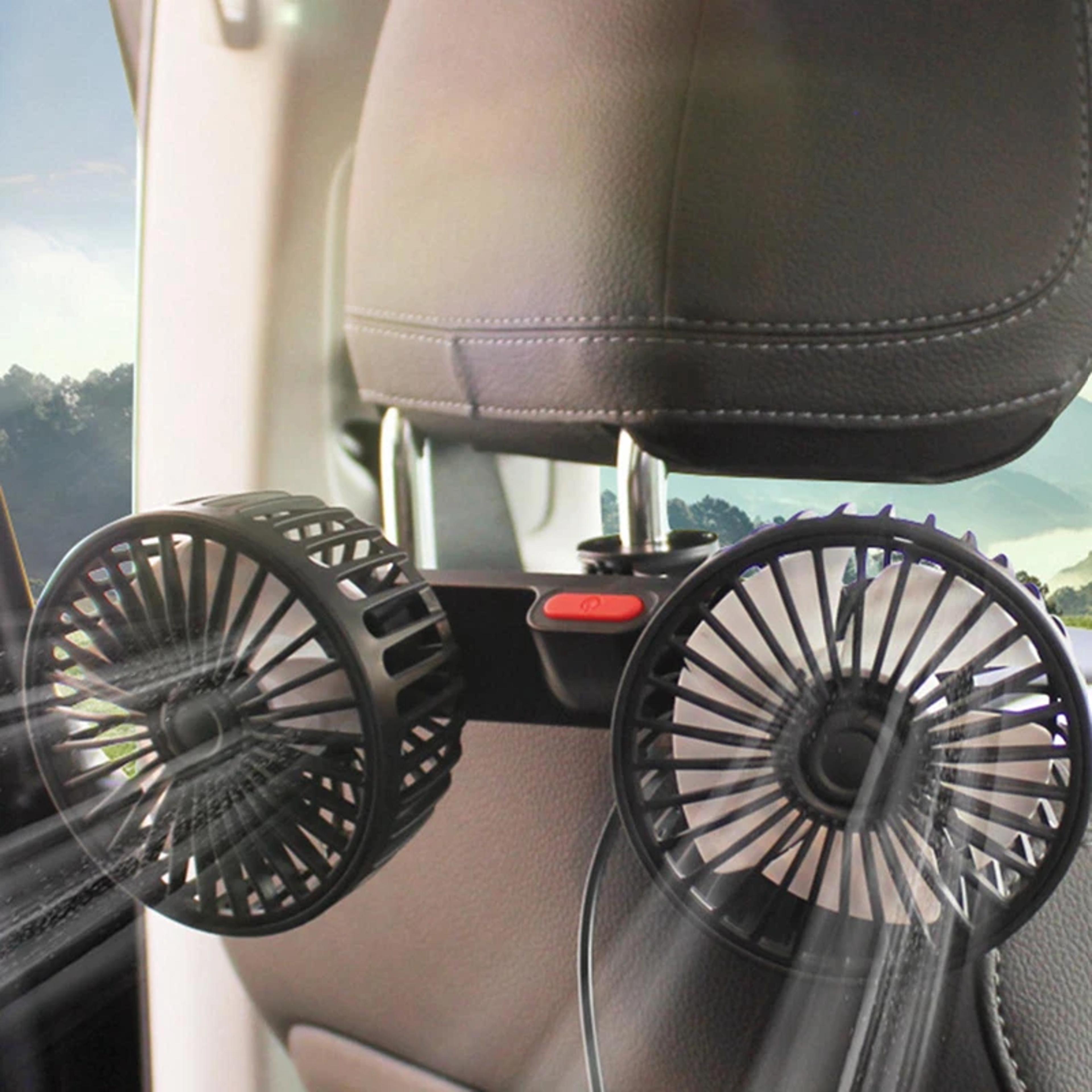 dual head car cooling fan usb portable 360° rotating 3 speed fan for car, home & office