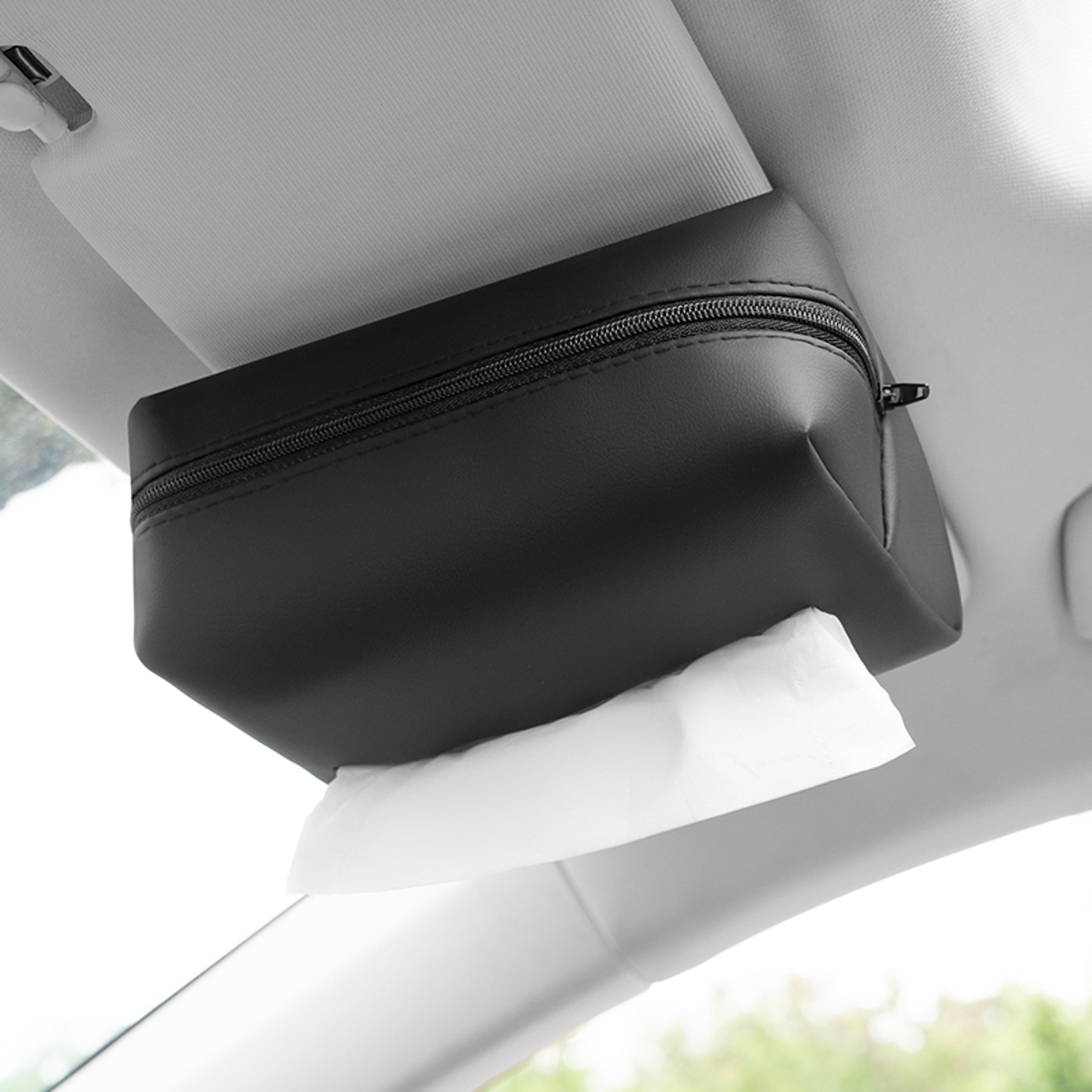 premium car tissue holder hanging organizer for seat, sun visor & armrest storage