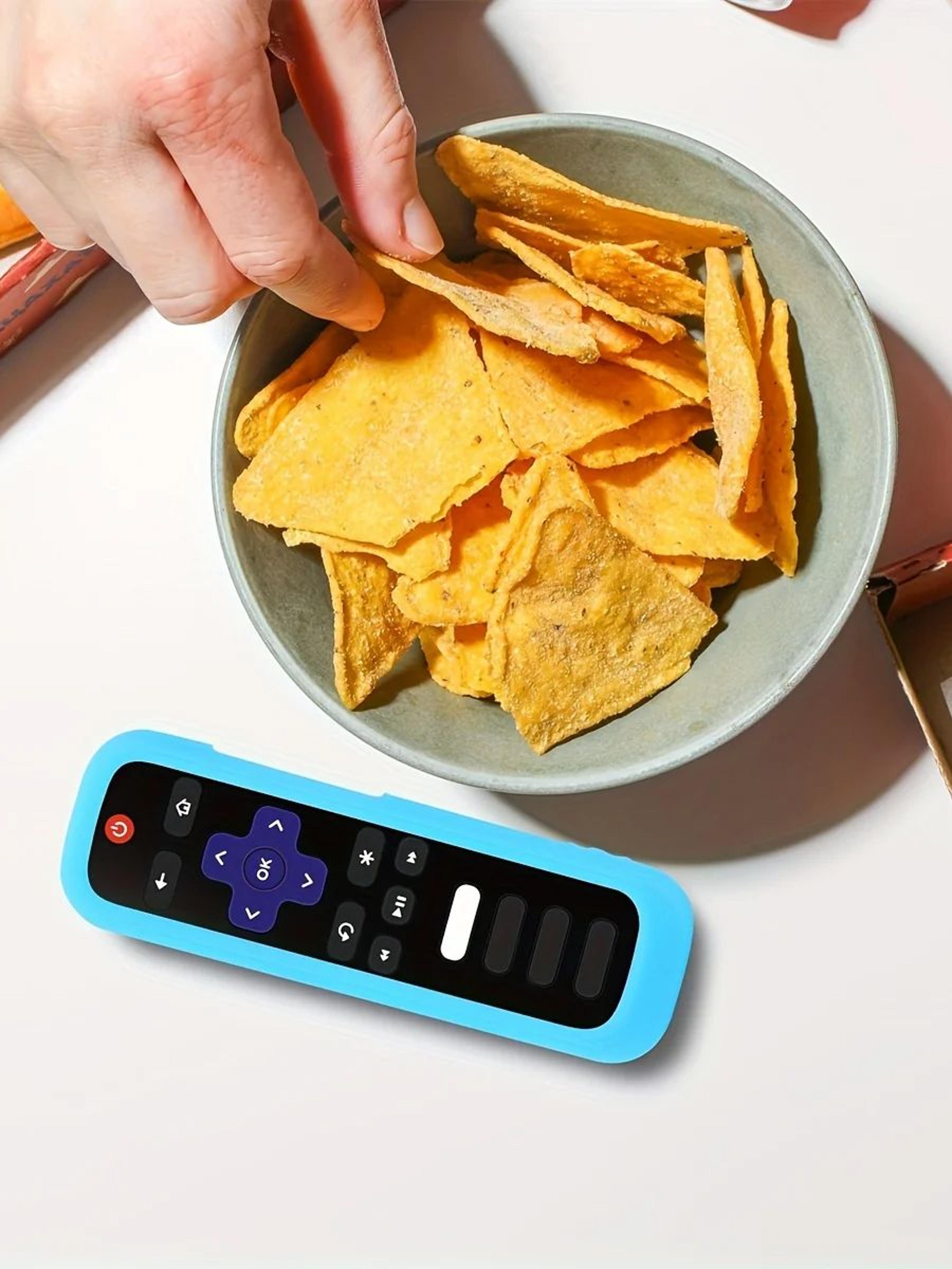glow in the dark silicone remote cover for roku, tcl & hisense tv remotes with wrist strap