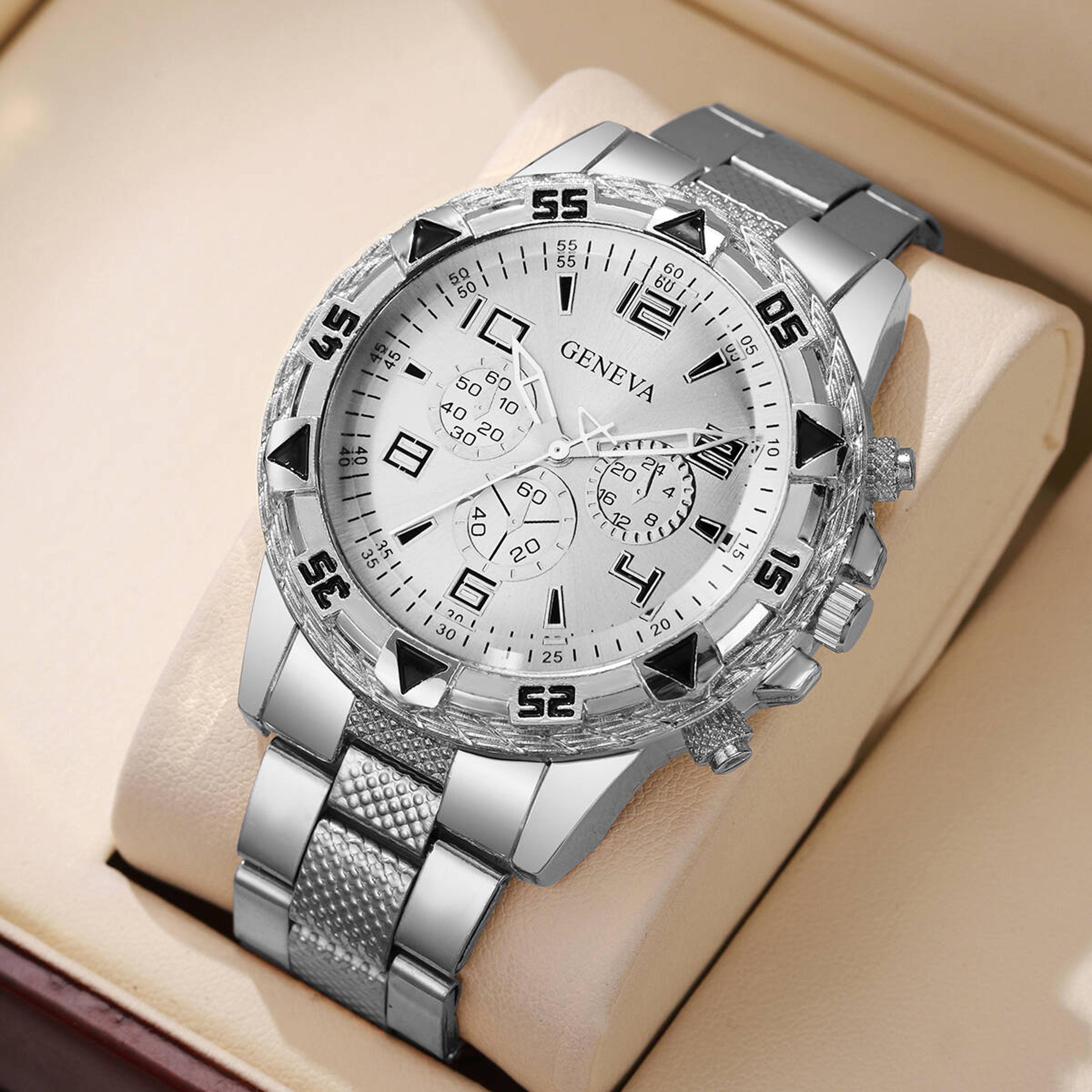 executive mens quartz watch with large dial business style timepiece