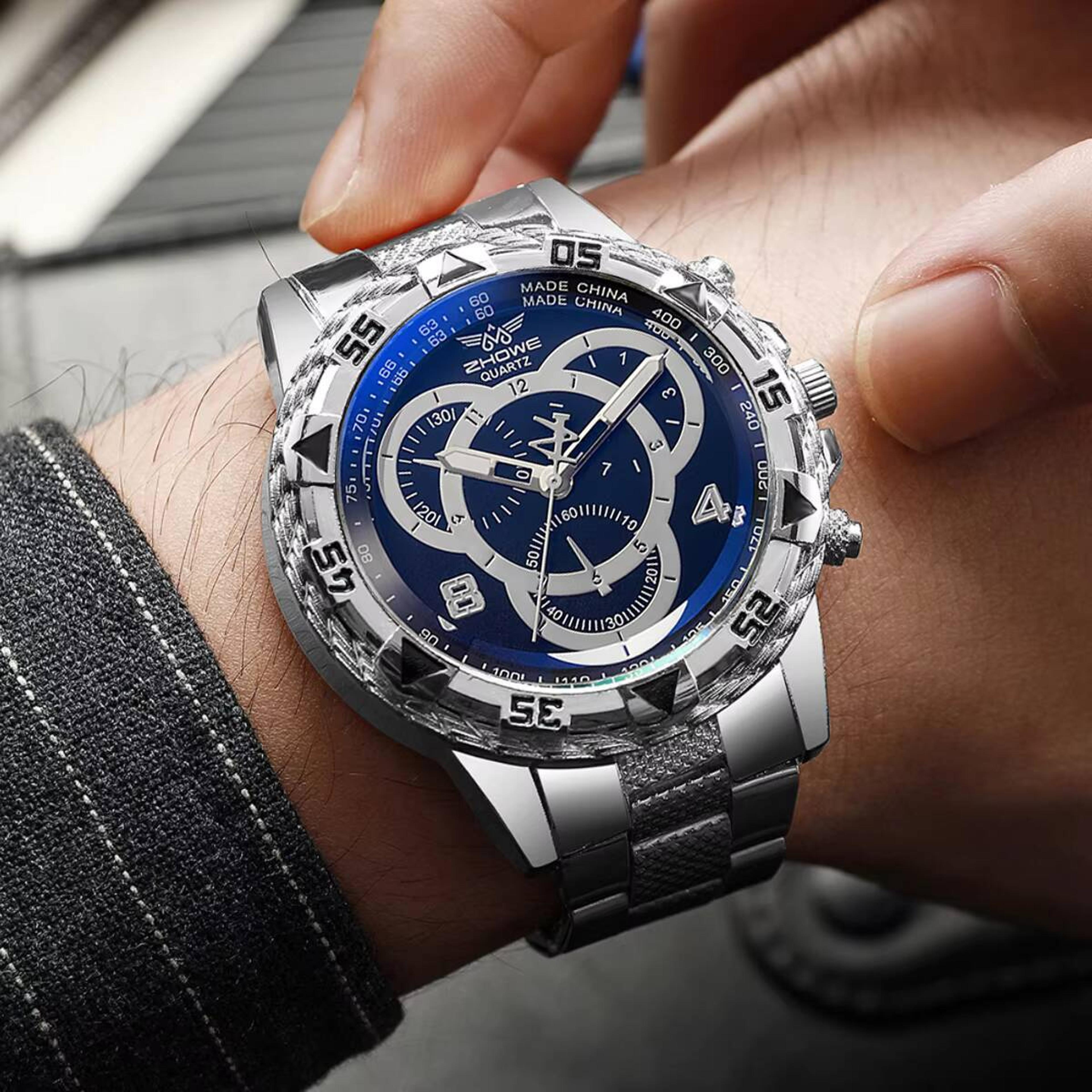 executive mens business watch with large dial analog quartz movement