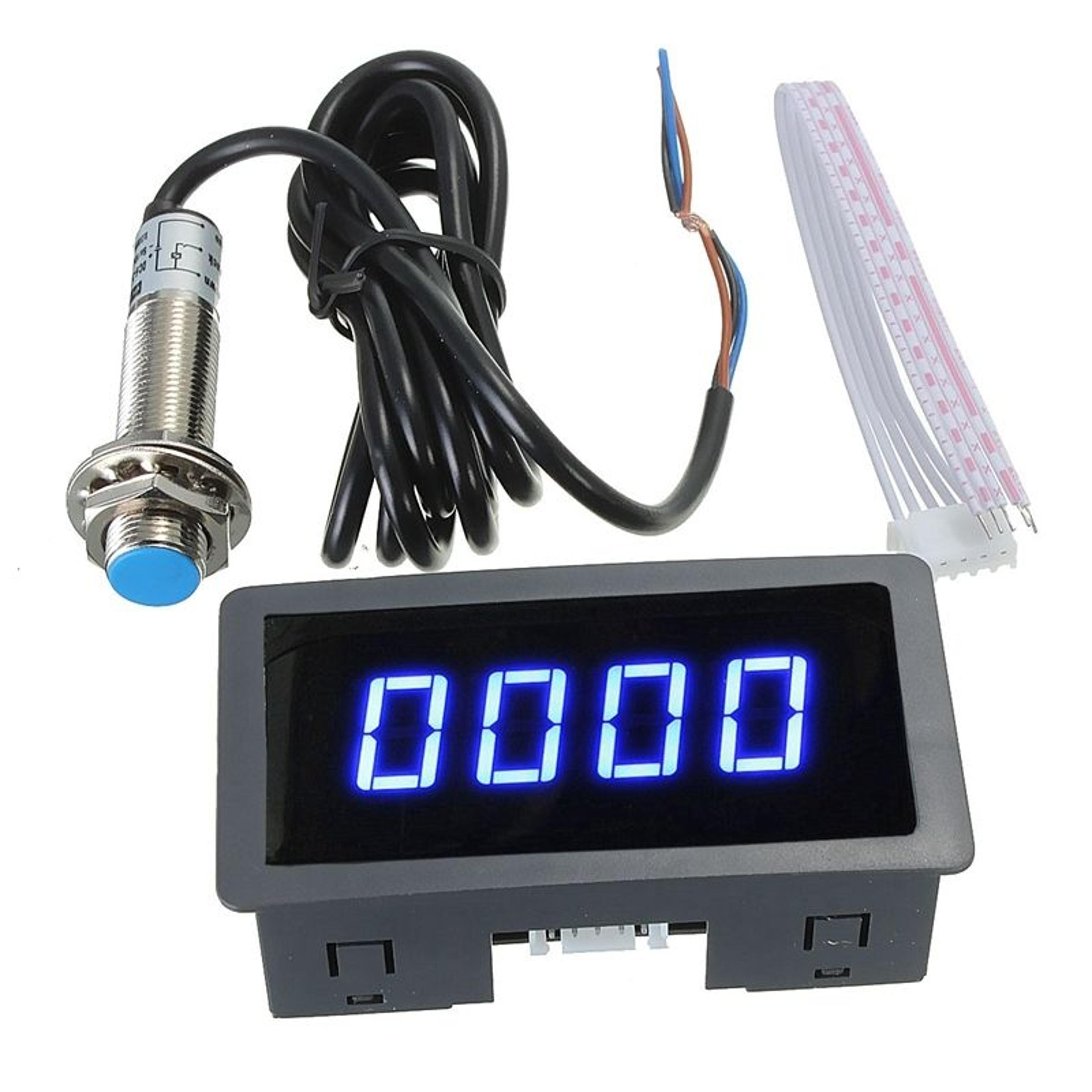 digital led tachometer rpm speed meter gauge with hall proximity switch sensor npn