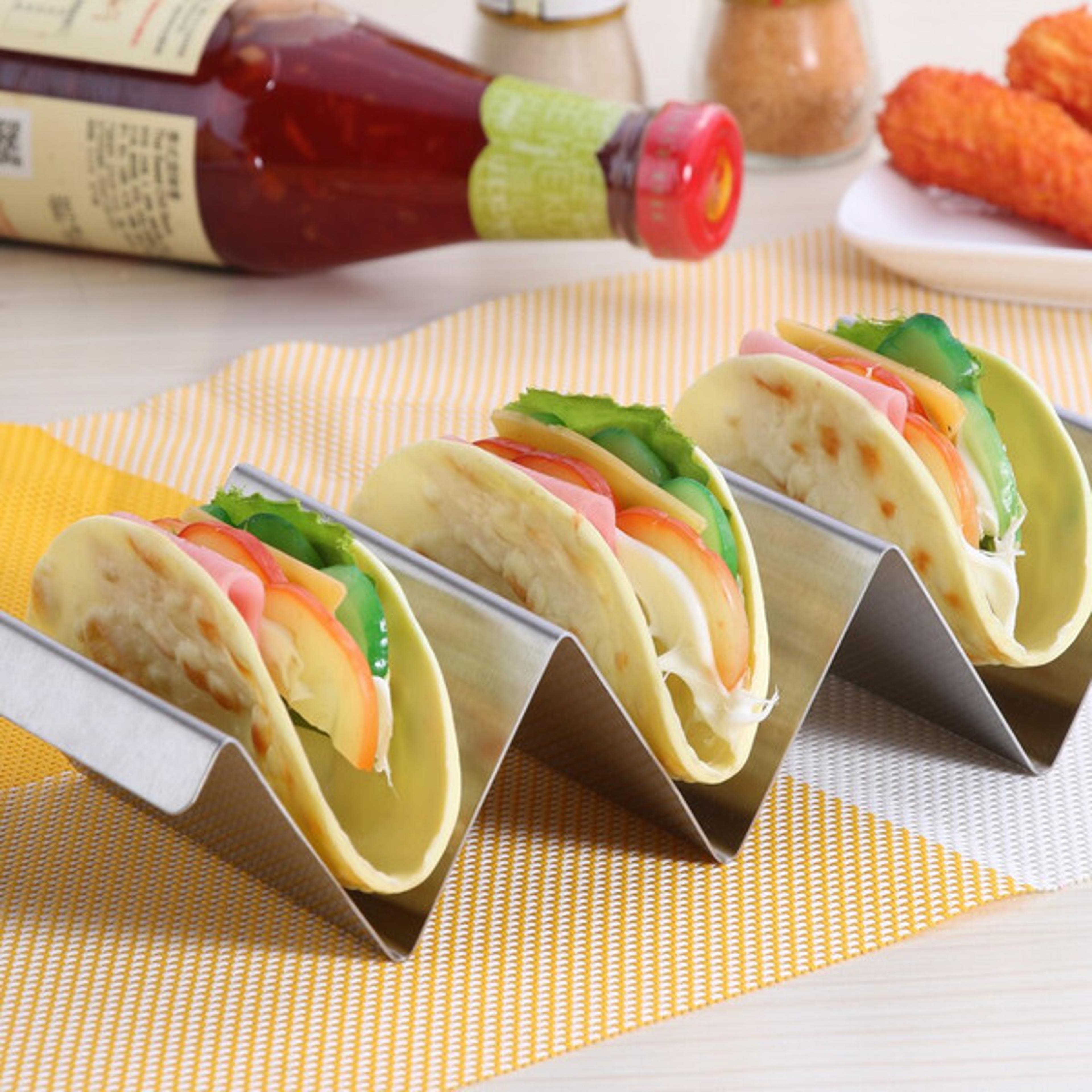 stainless steel restaurant-style taco holder rack