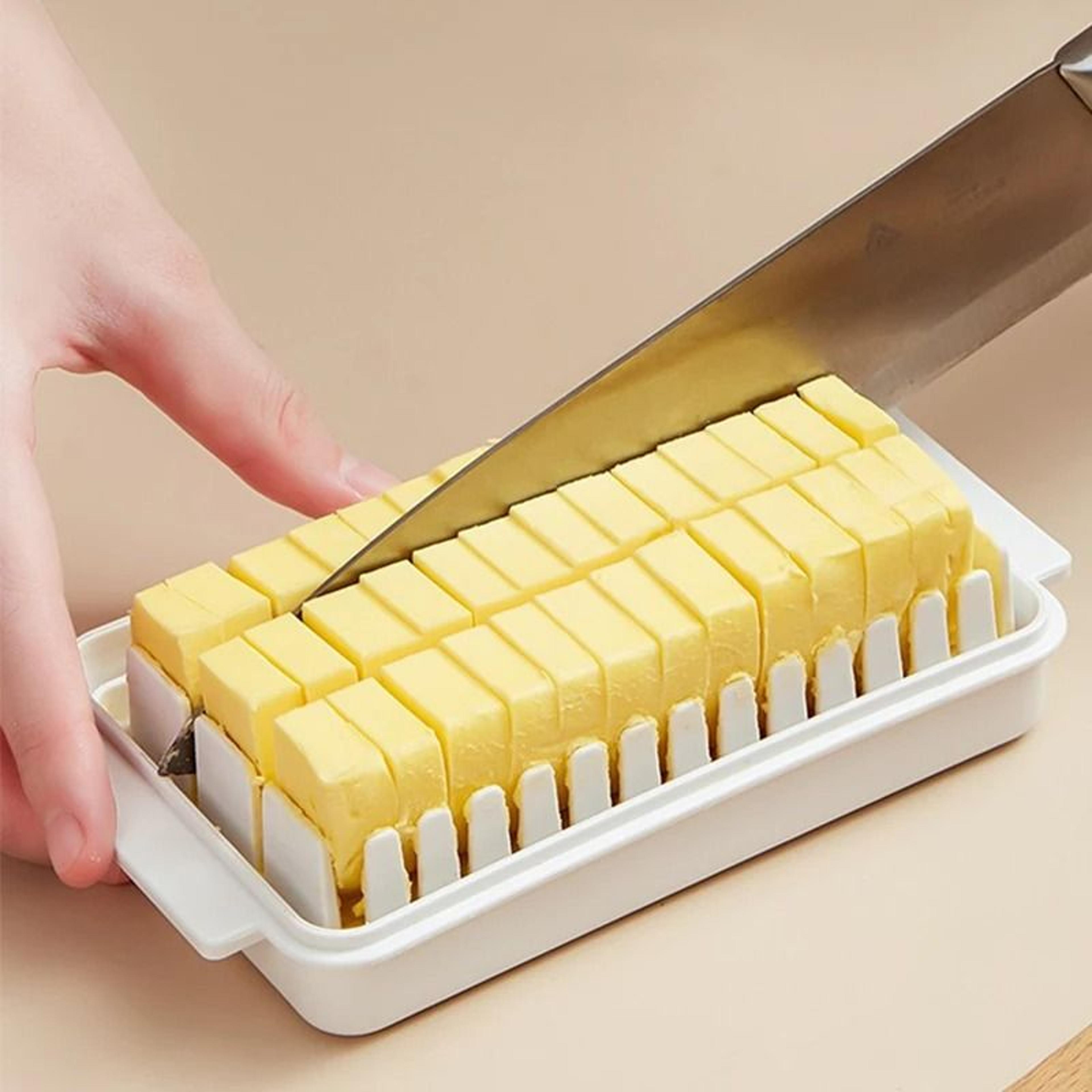 covered butter cutting storage box – multifunctional cheese and butter storage with transparent lid