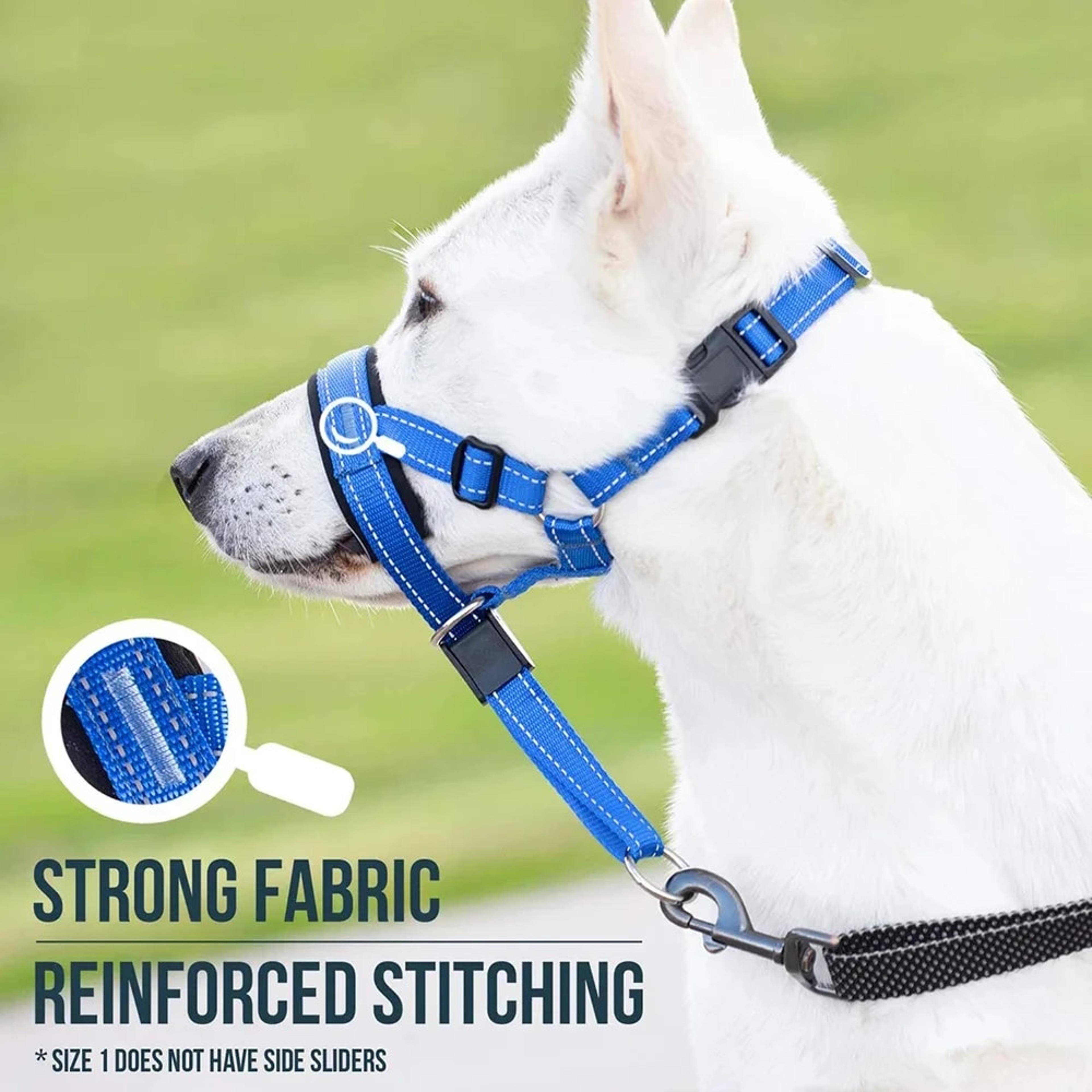 breathable nylon dog muzzle set: anti-bark collar with reflective strips