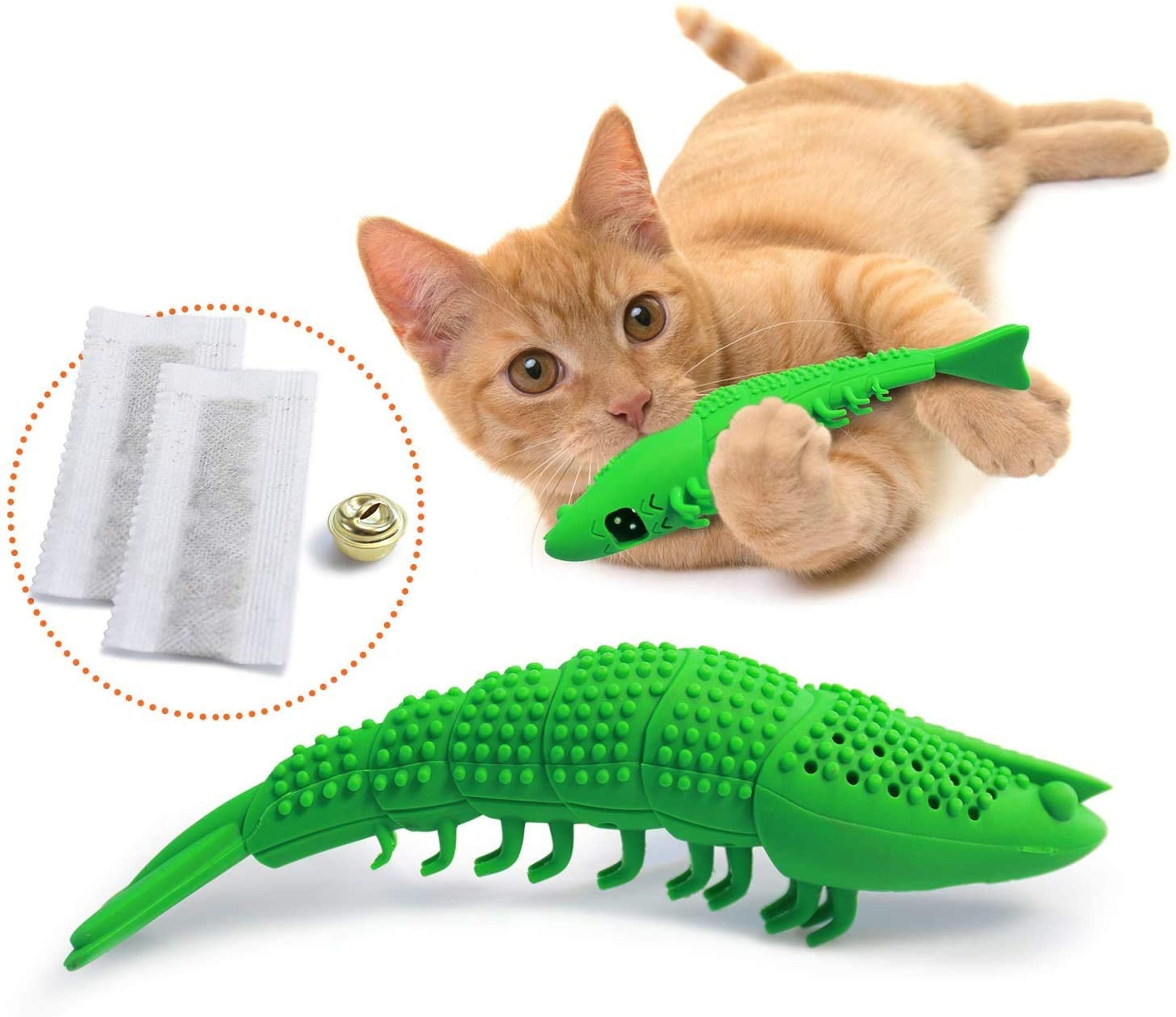 atuban cat toothbrush toy: durable hard rubber for cat dental care & interactive chew fun