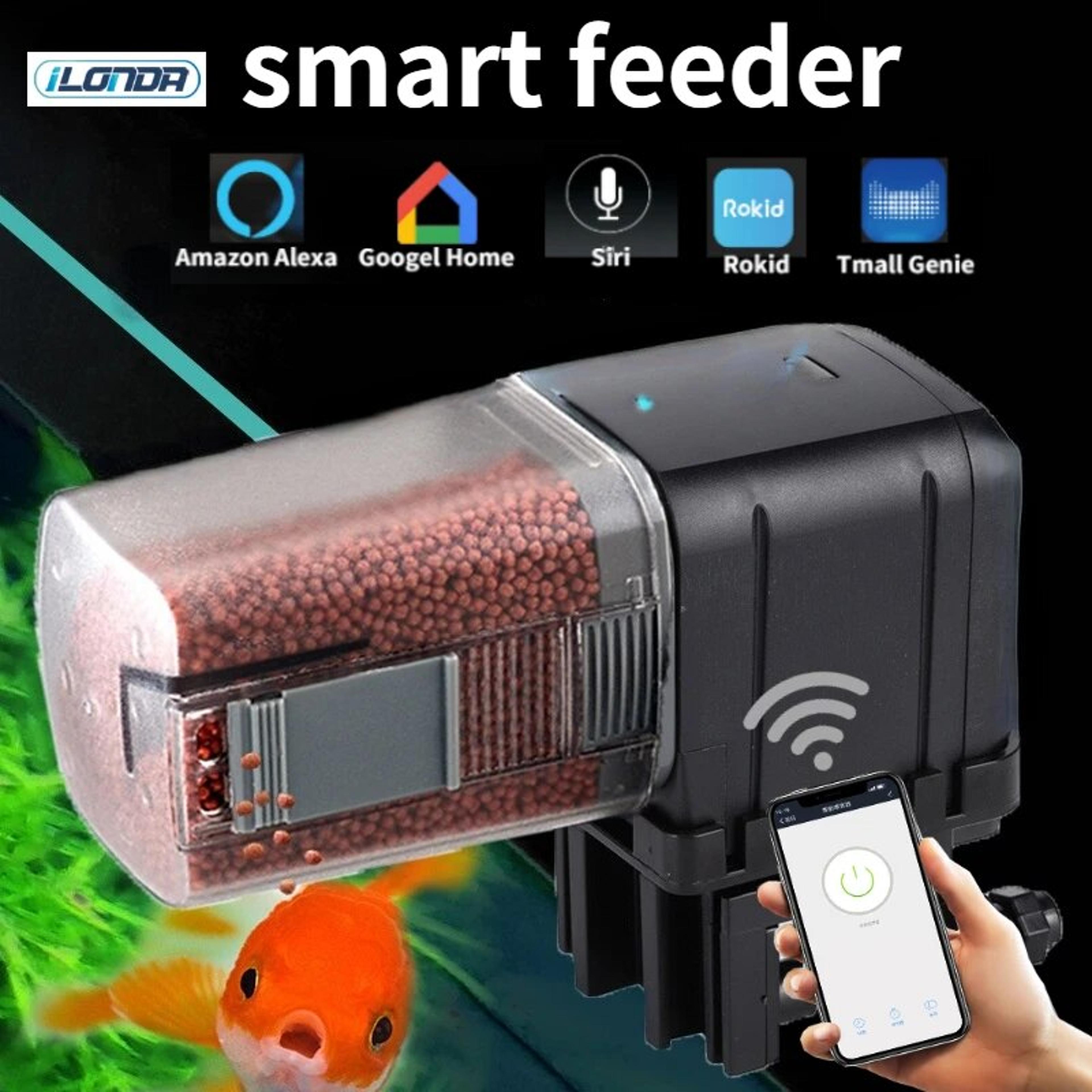 smart aquarium fish feeder: wifi control & voice activation