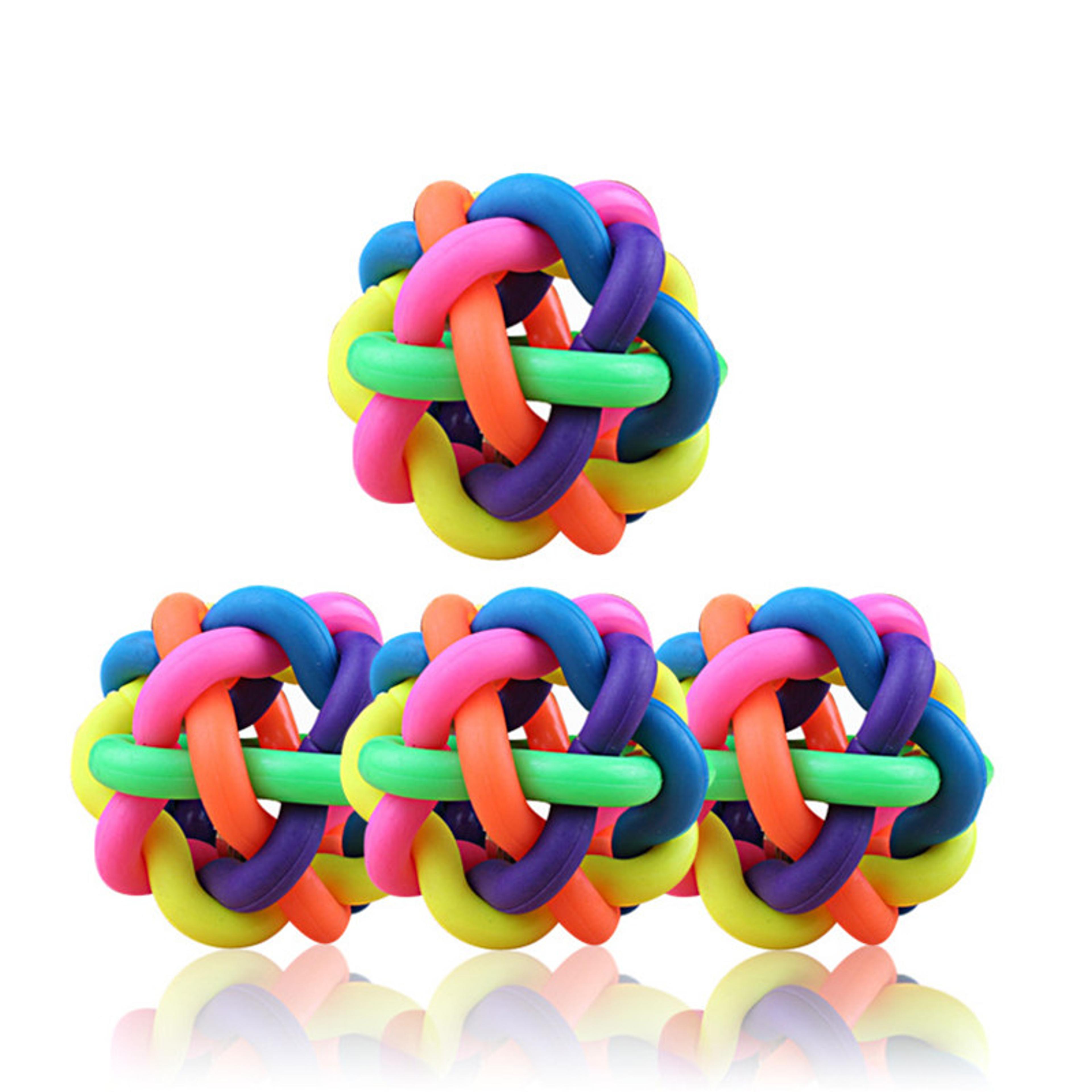colorful pet training toy: squeaky chew ball for dogs & puppies - bell sound, bite-resistant - dog accessories