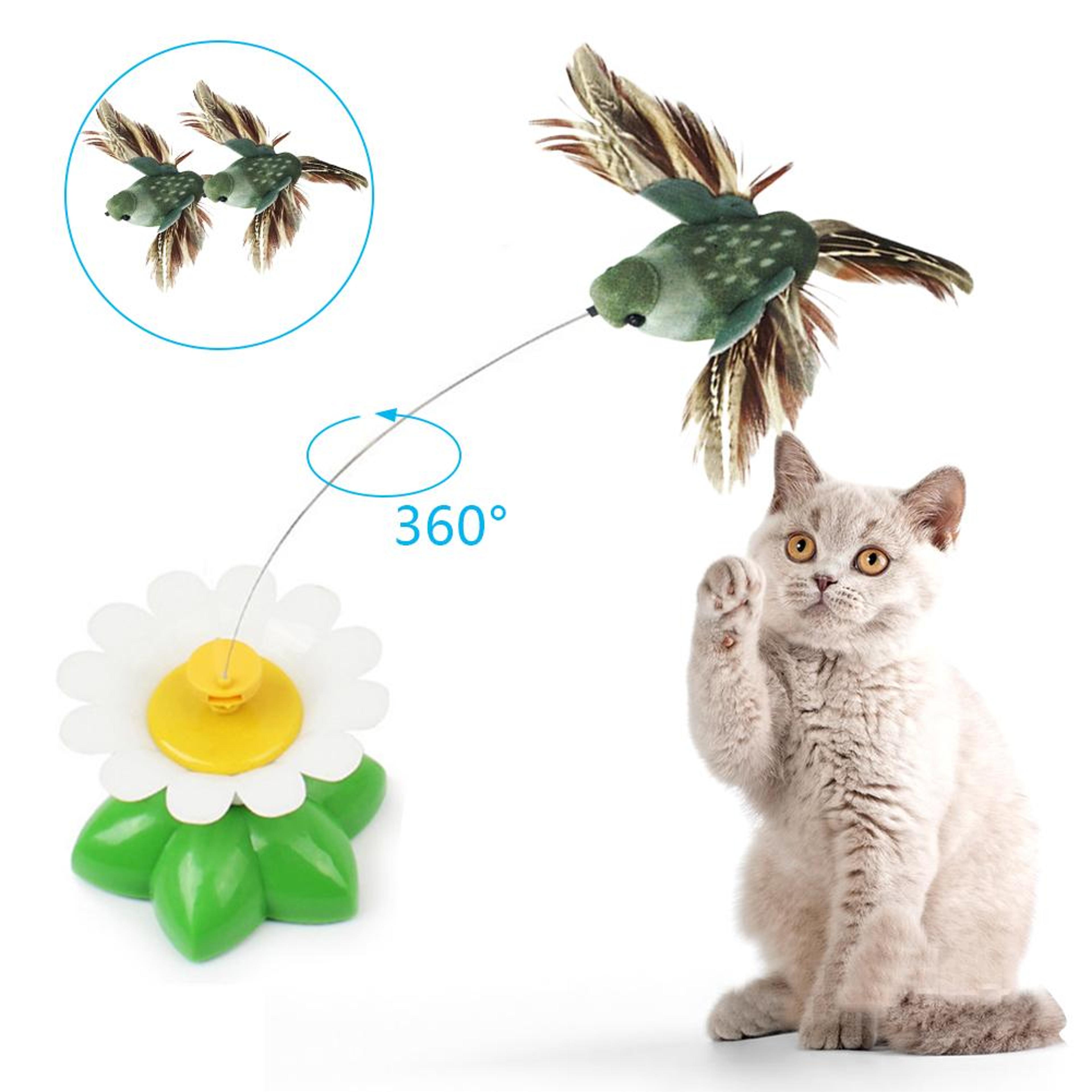electric rotating butterfly bird cat toy: fun pet seat scratch & intelligence training