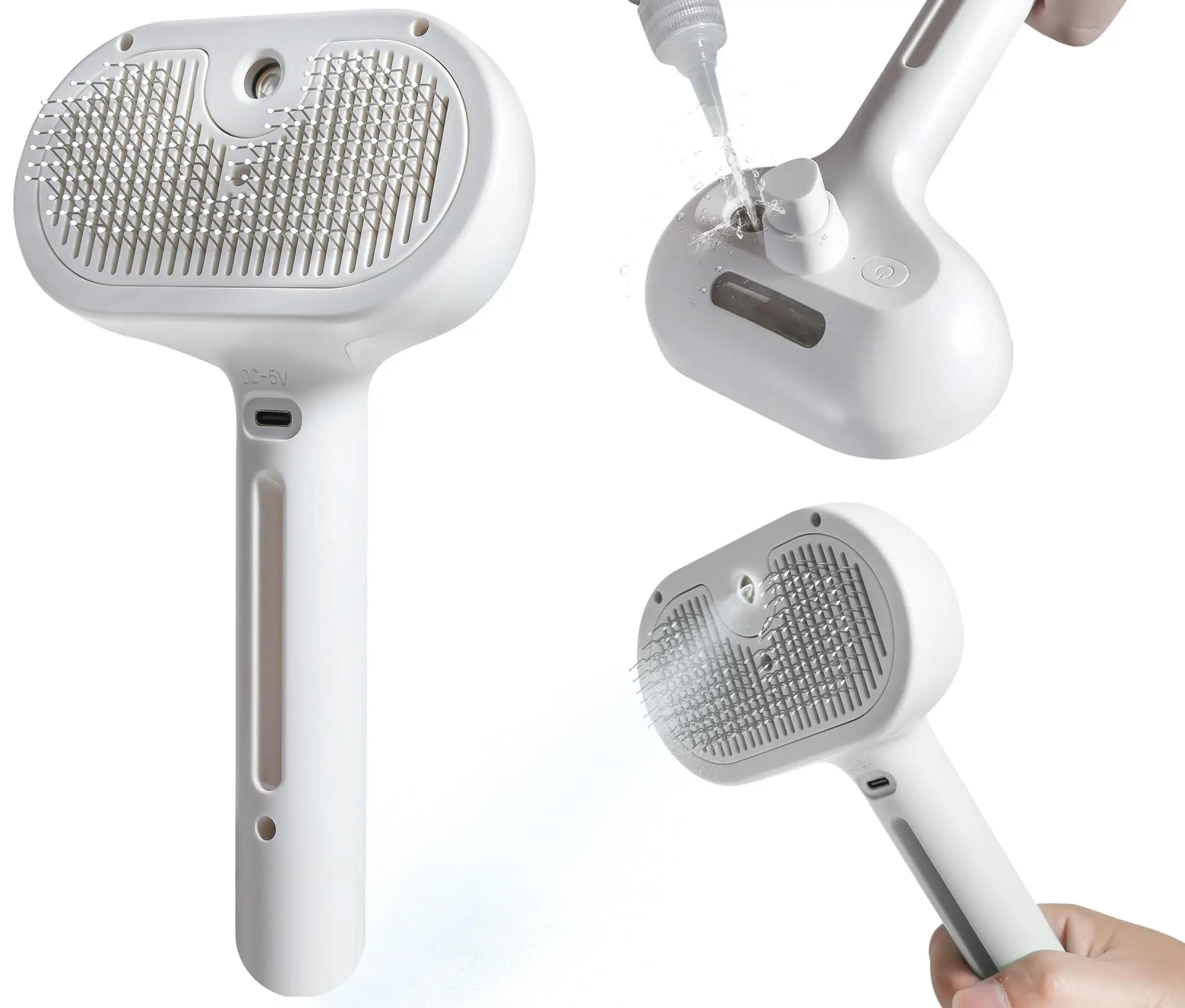 steamy cat brush: 2-in-1 shedding & cleaning tool with water tank