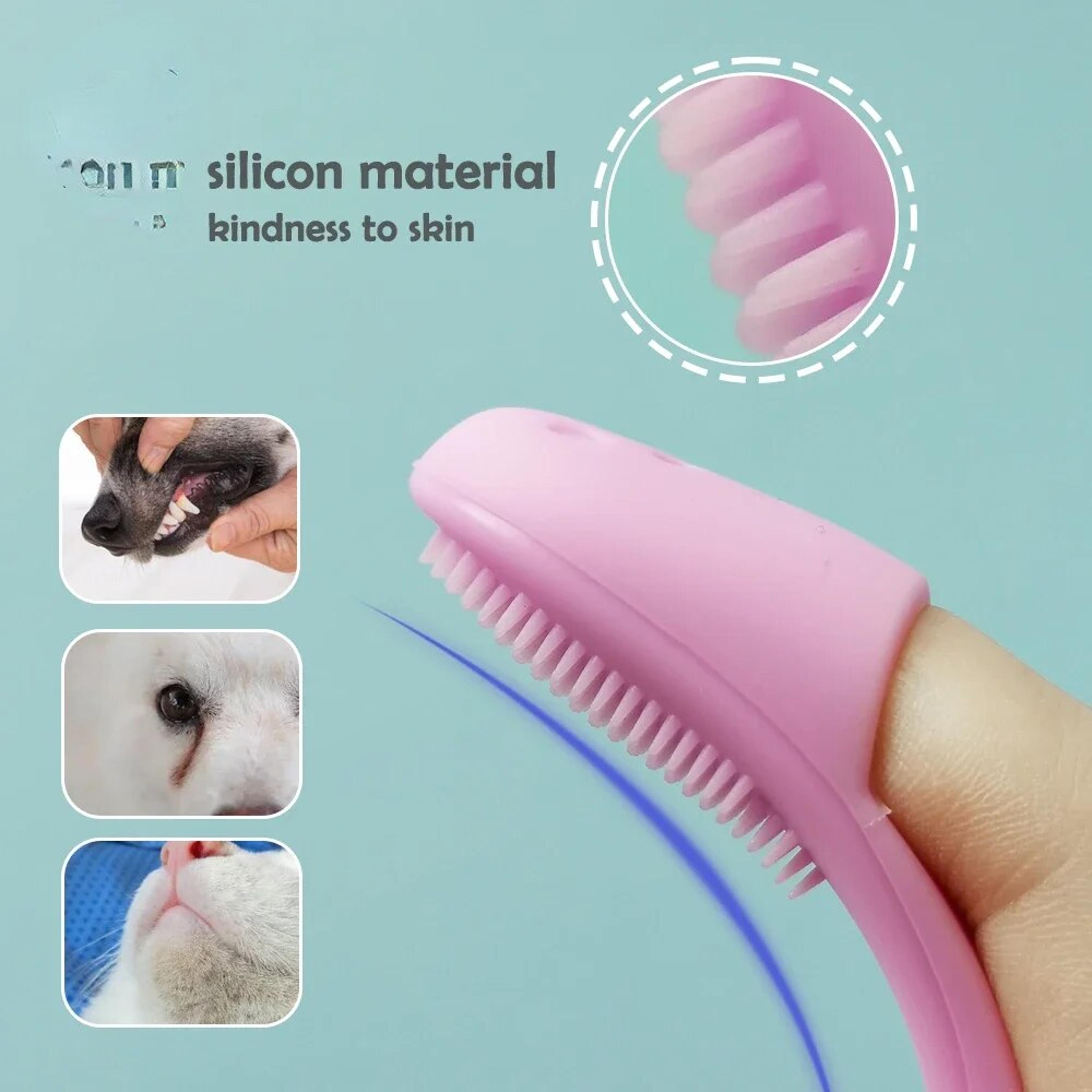 soft pet finger brush for cats: grooming tool for tear stains & eye care