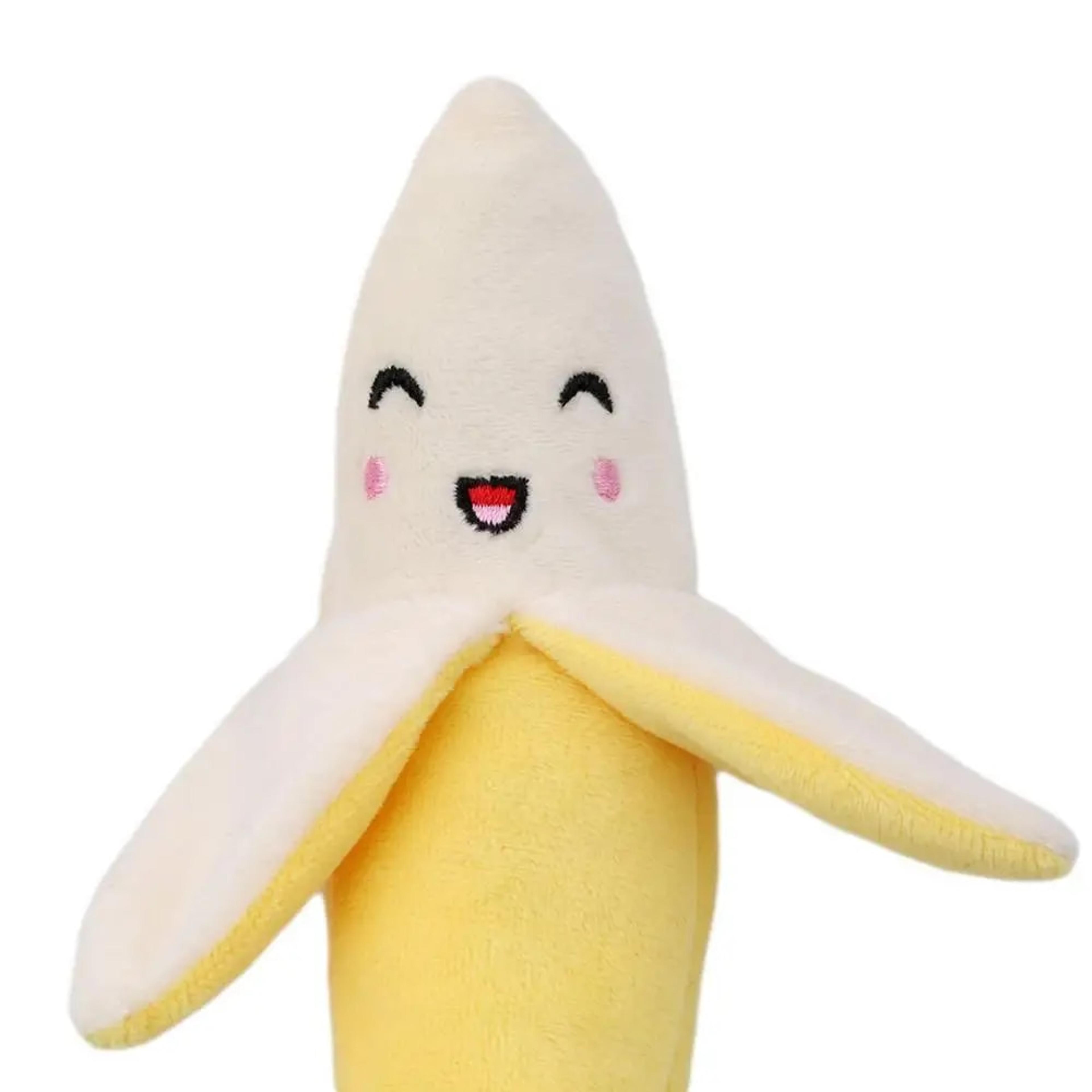plush banana shape dog squeak toy - interactive pet supply