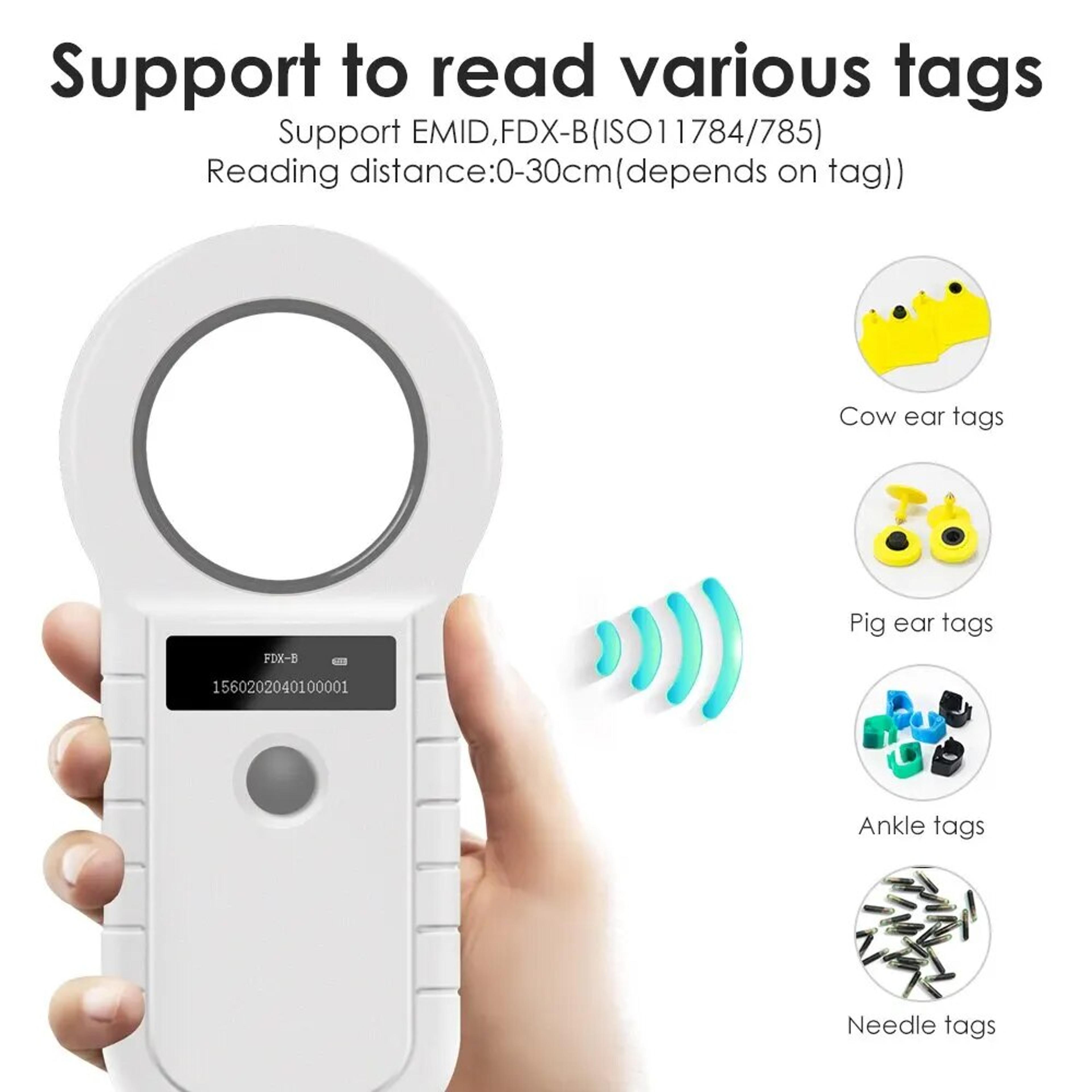 rfid animal reader: 134.2khz, 15-digit id scanner for pets