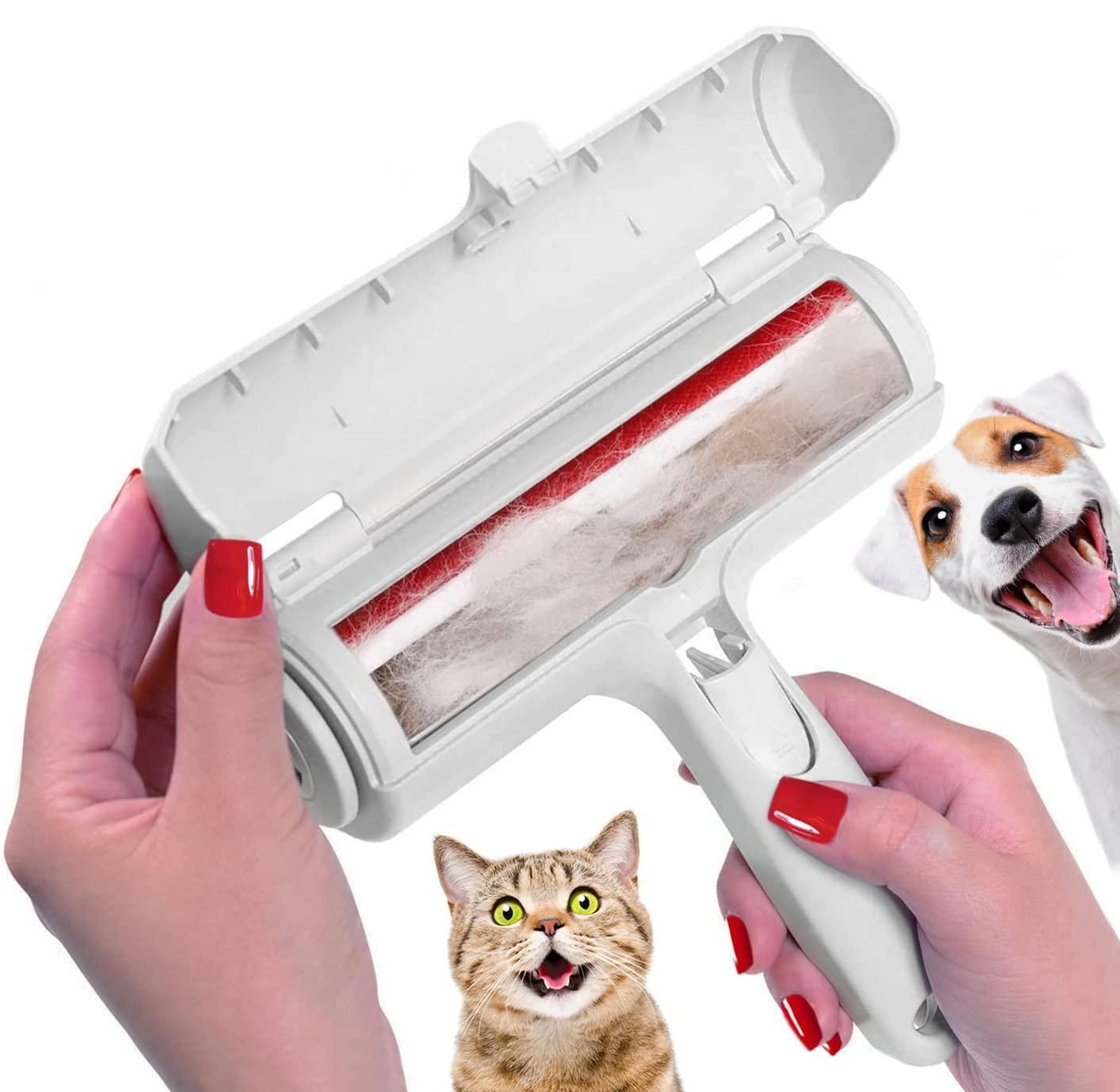 self-cleaning pet hair remover roller, reusable cat & dog fur remover – quick animal hair removal tool