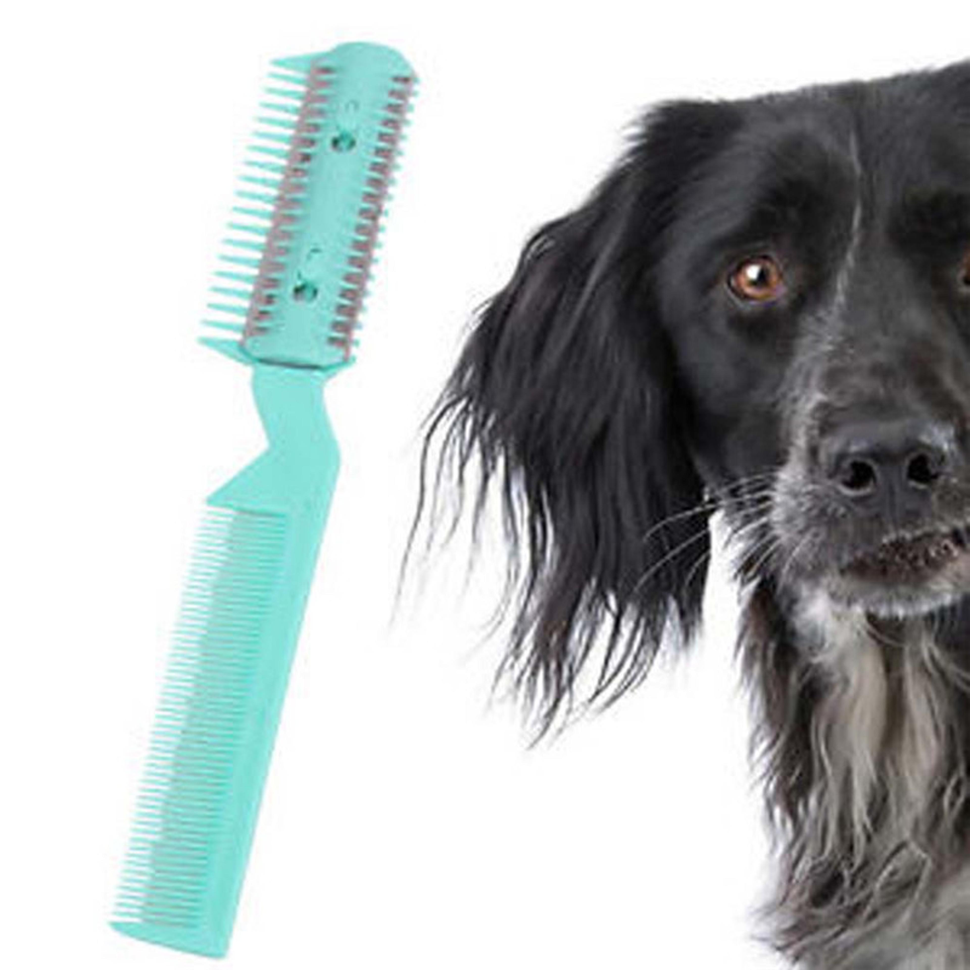 dual blade pet grooming thinning comb for dogs & cats