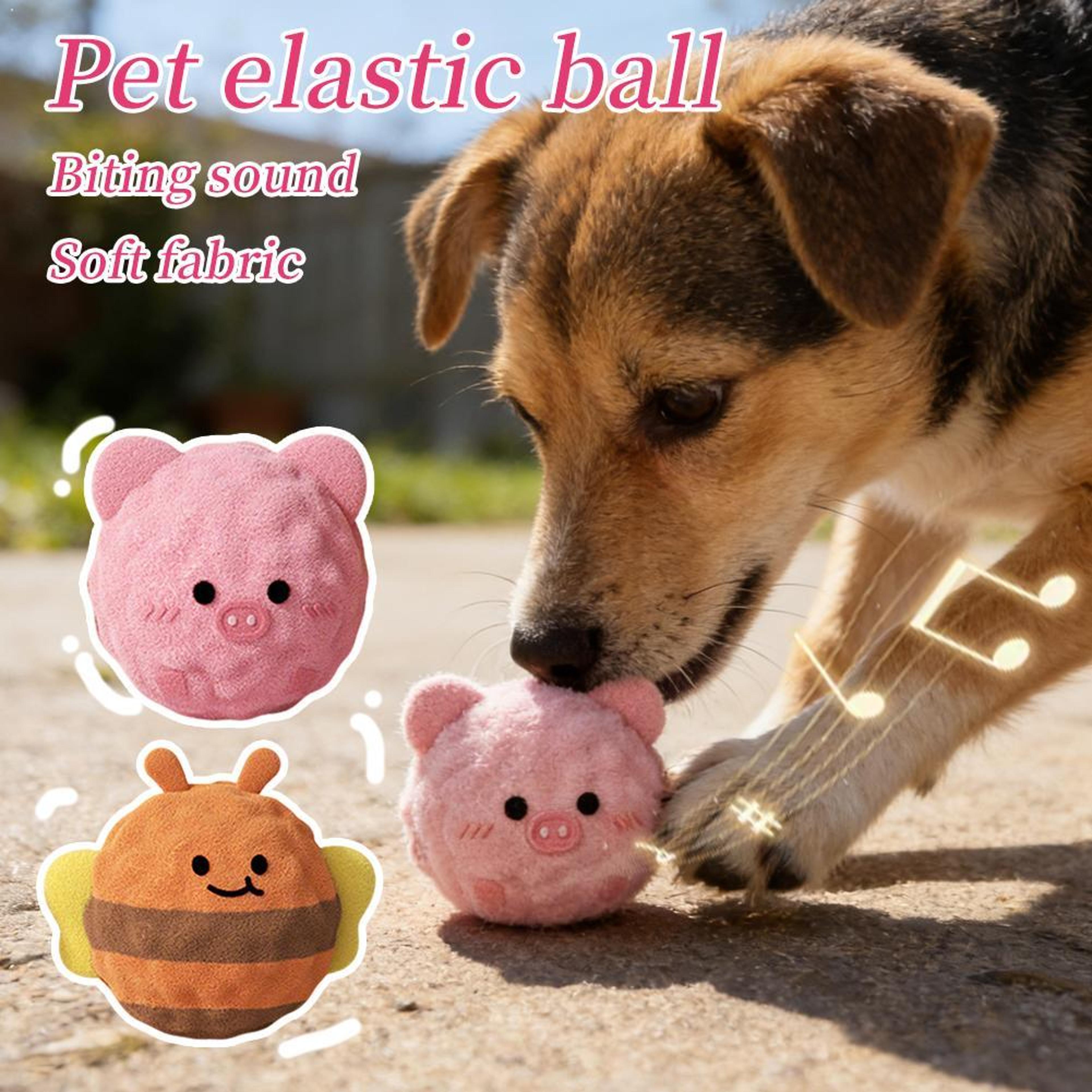 cartoon squeaky dog chew toy plush ball for teething, dental cleaning & interactive play