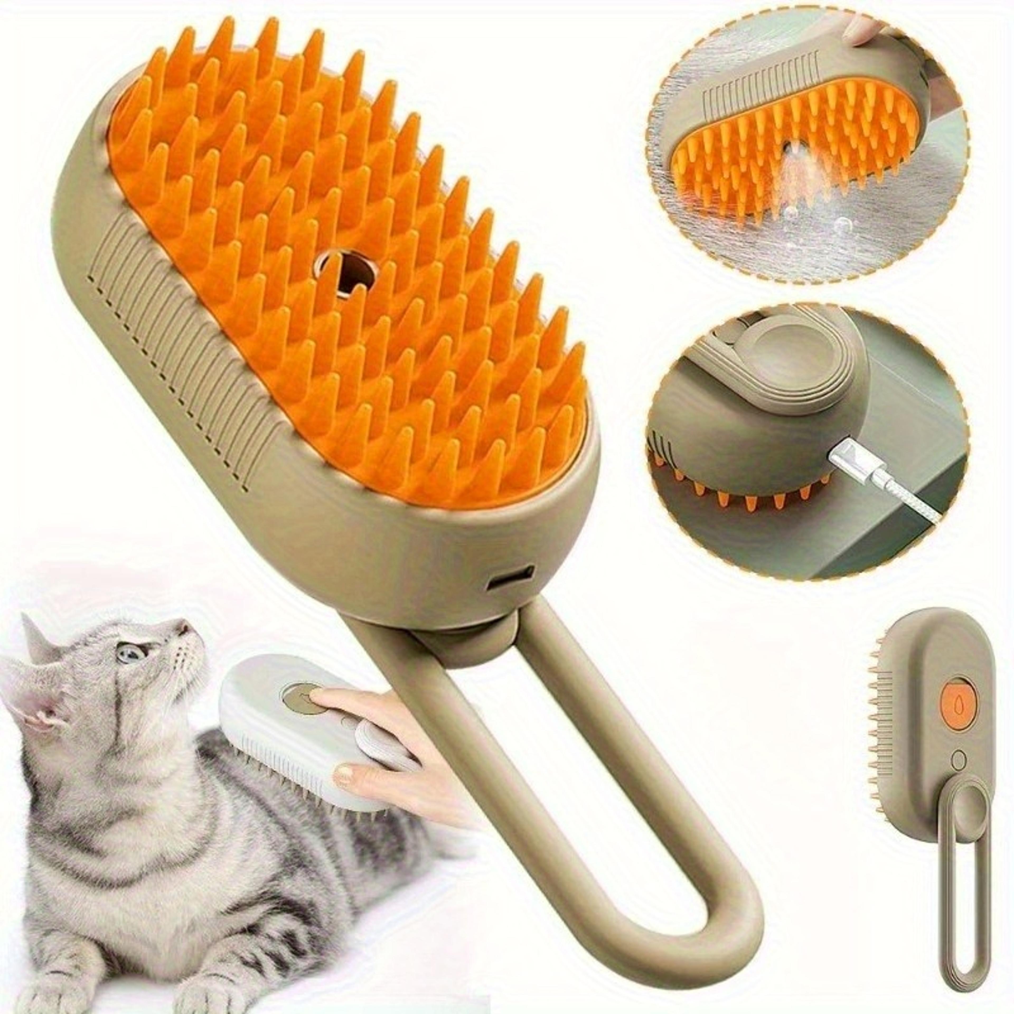 steamglow 3 in 1 pet grooming brush for cats & dogs