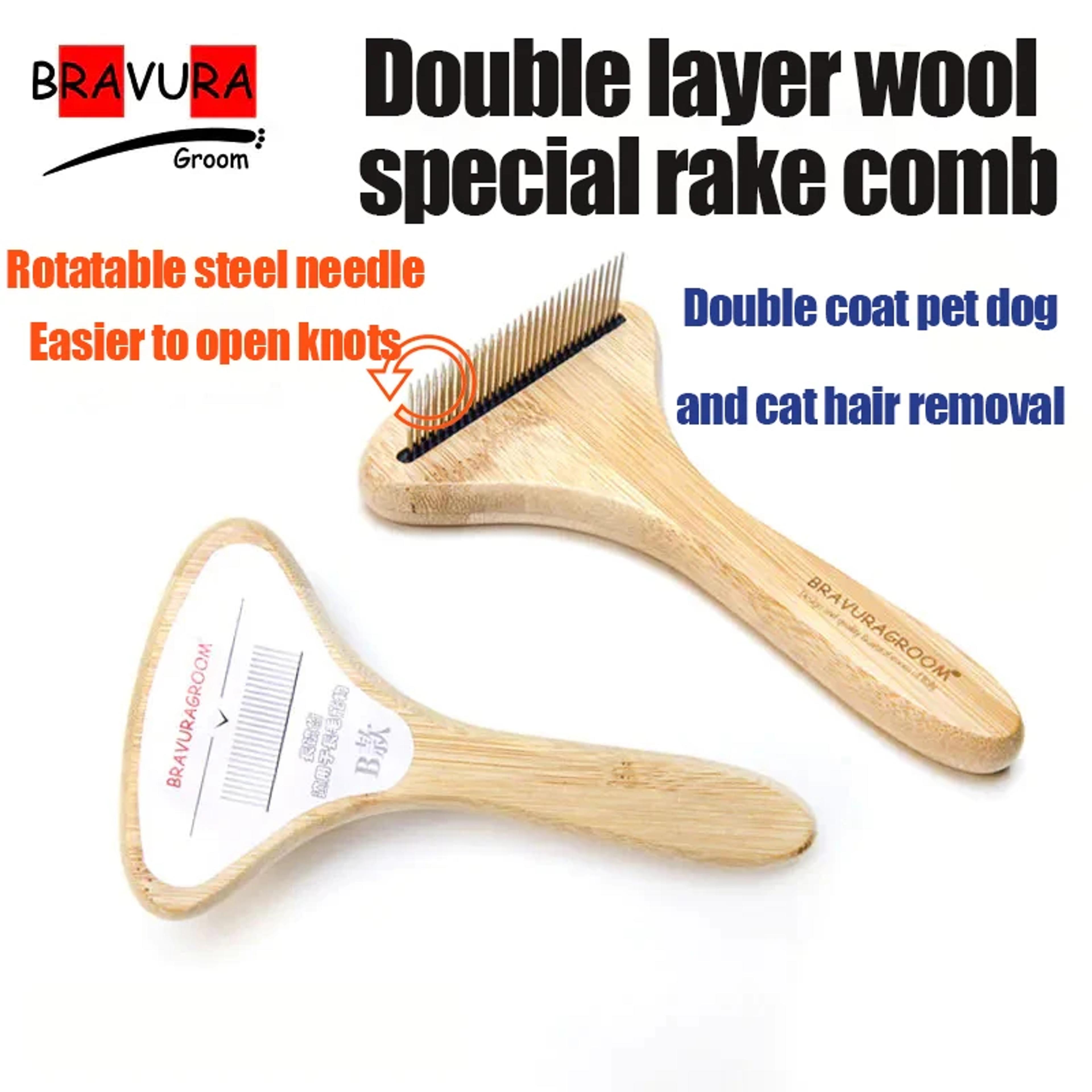 large dog grooming comb with rotating knot needle pet hair remover tool