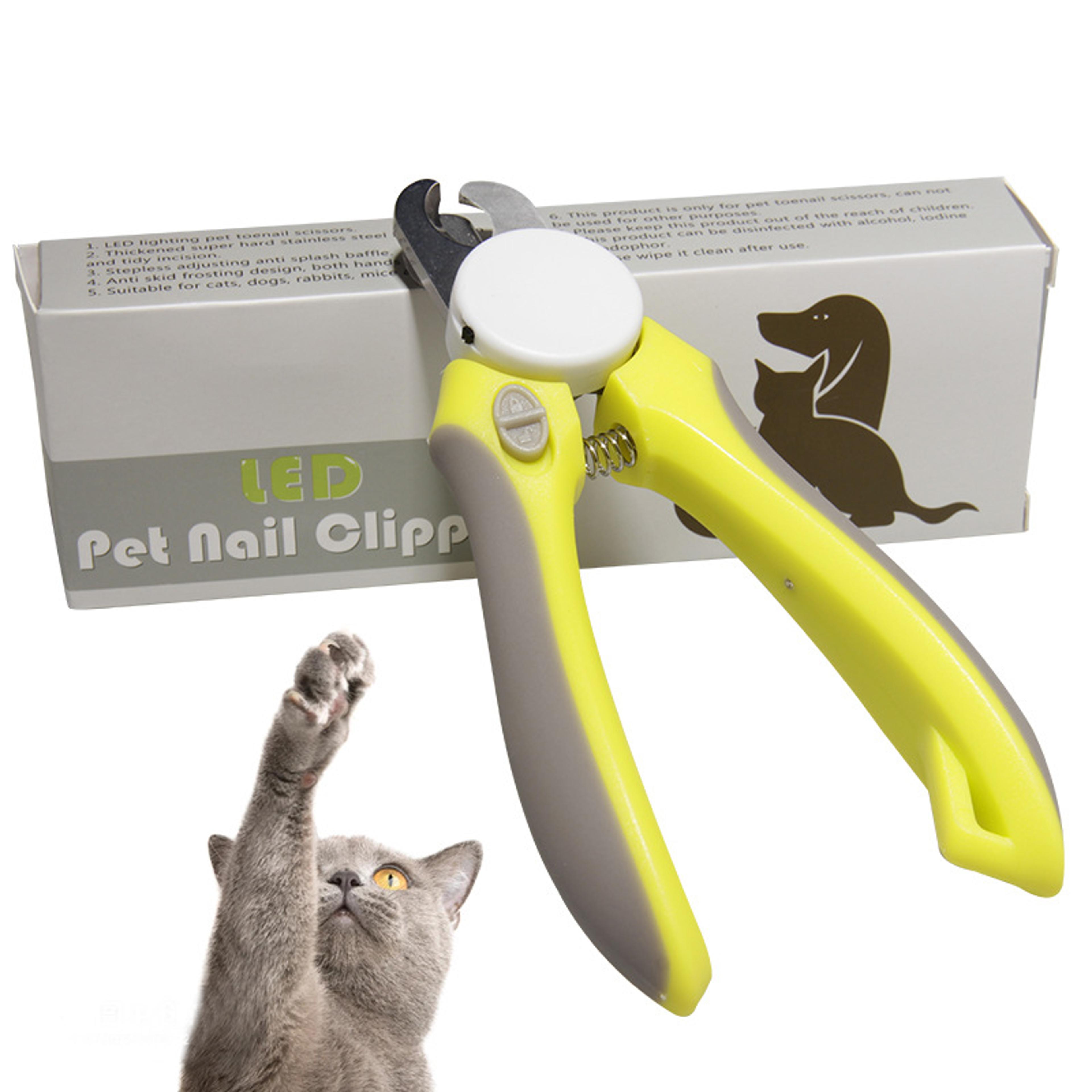 led pet nail clippers with blood line positioning & safety guard