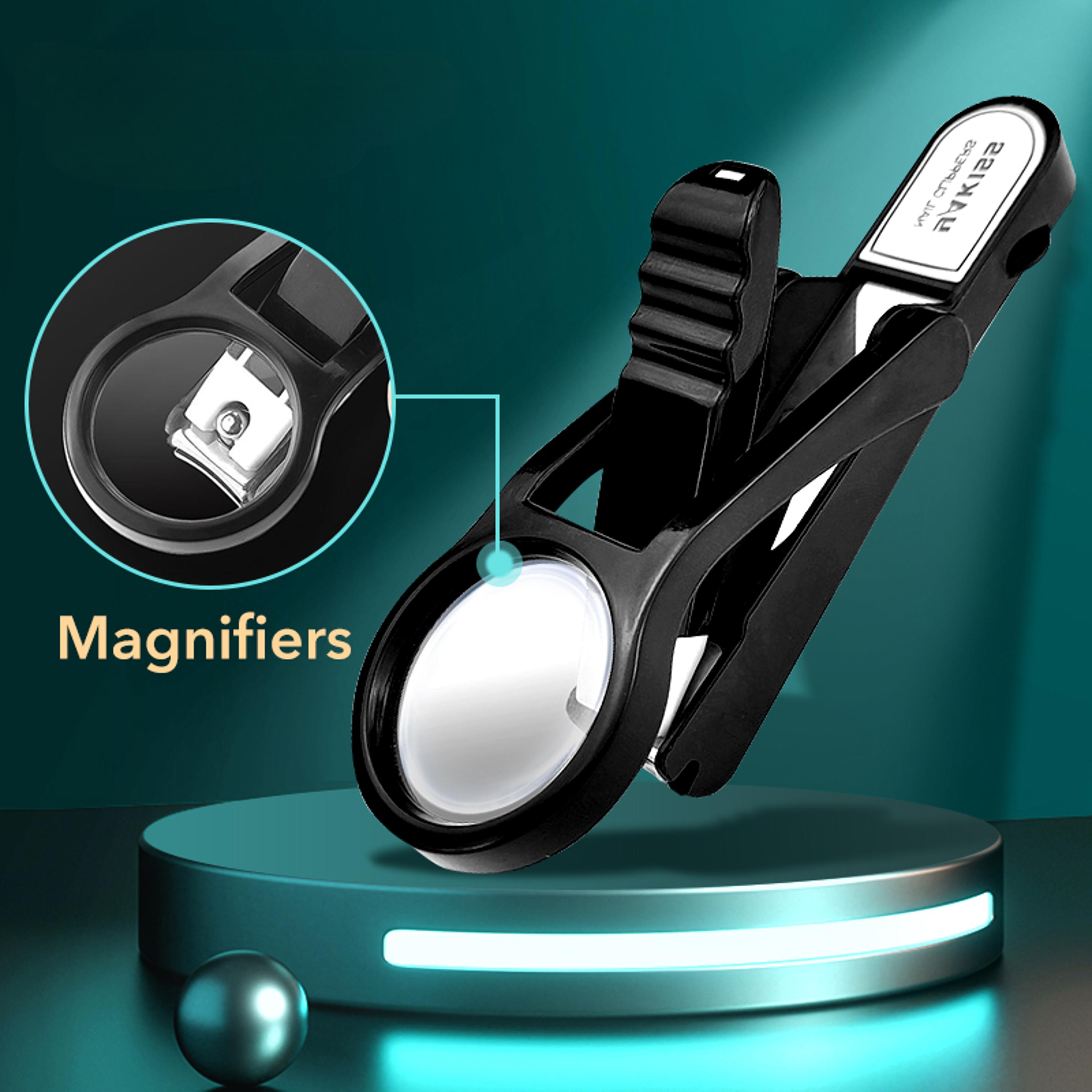senior ease stainless steel nail clippers with built in magnifier