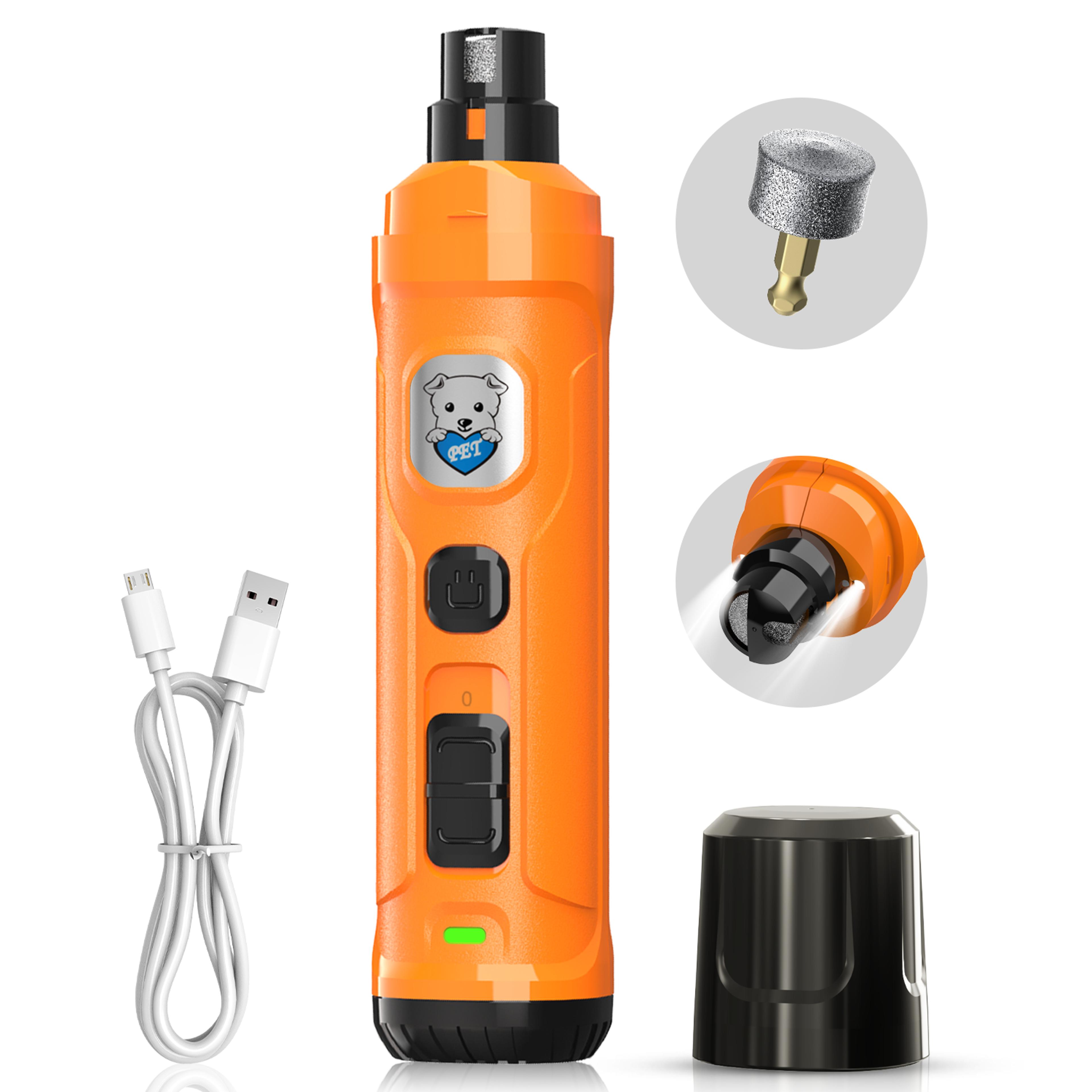 professional rechargeable pet nail grinder with led light & quiet 2 speed electric trimmer
