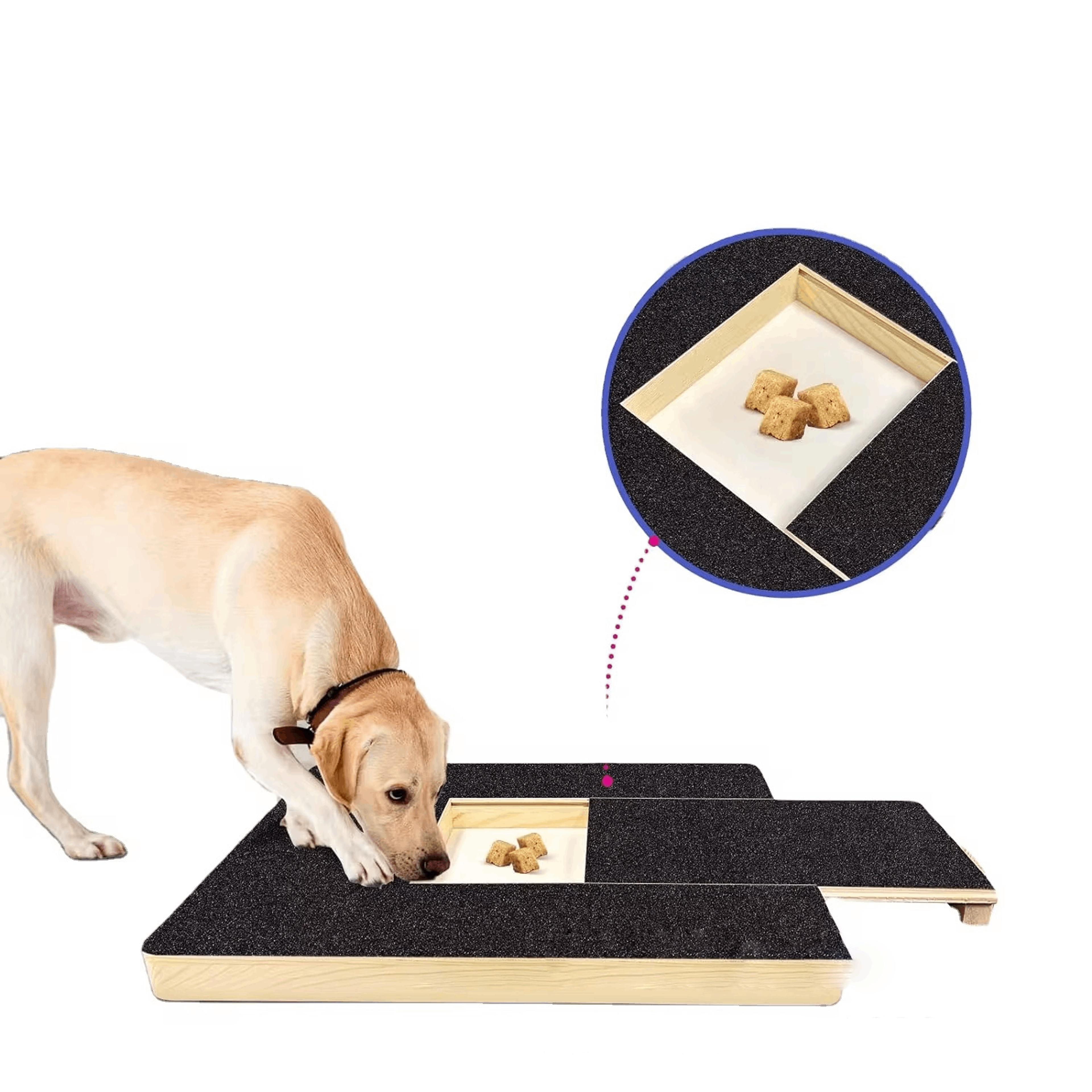 stress free dog nail scratch board with treat drawer & filing pad