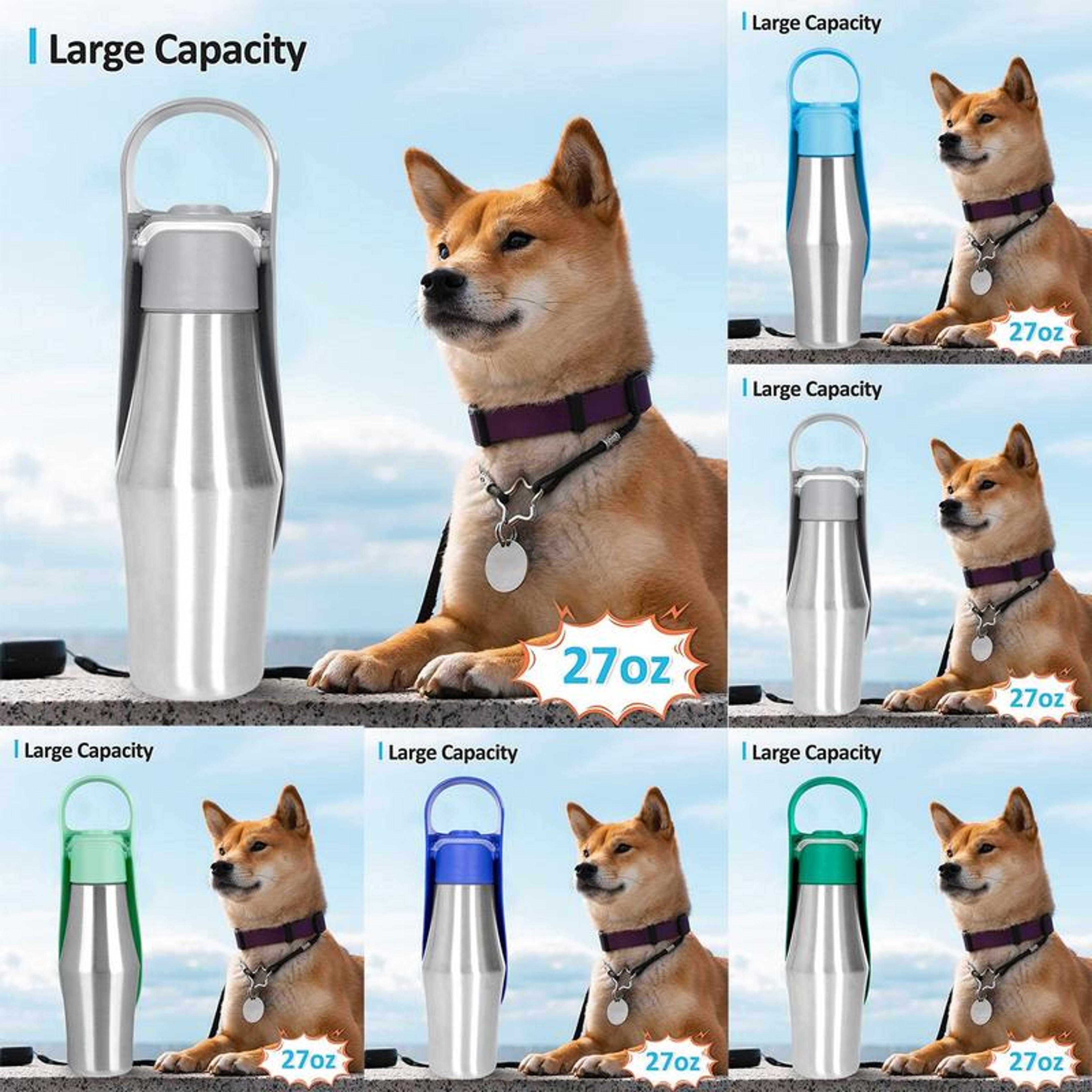 premium 750ml portable dog travel water bottle with bowl