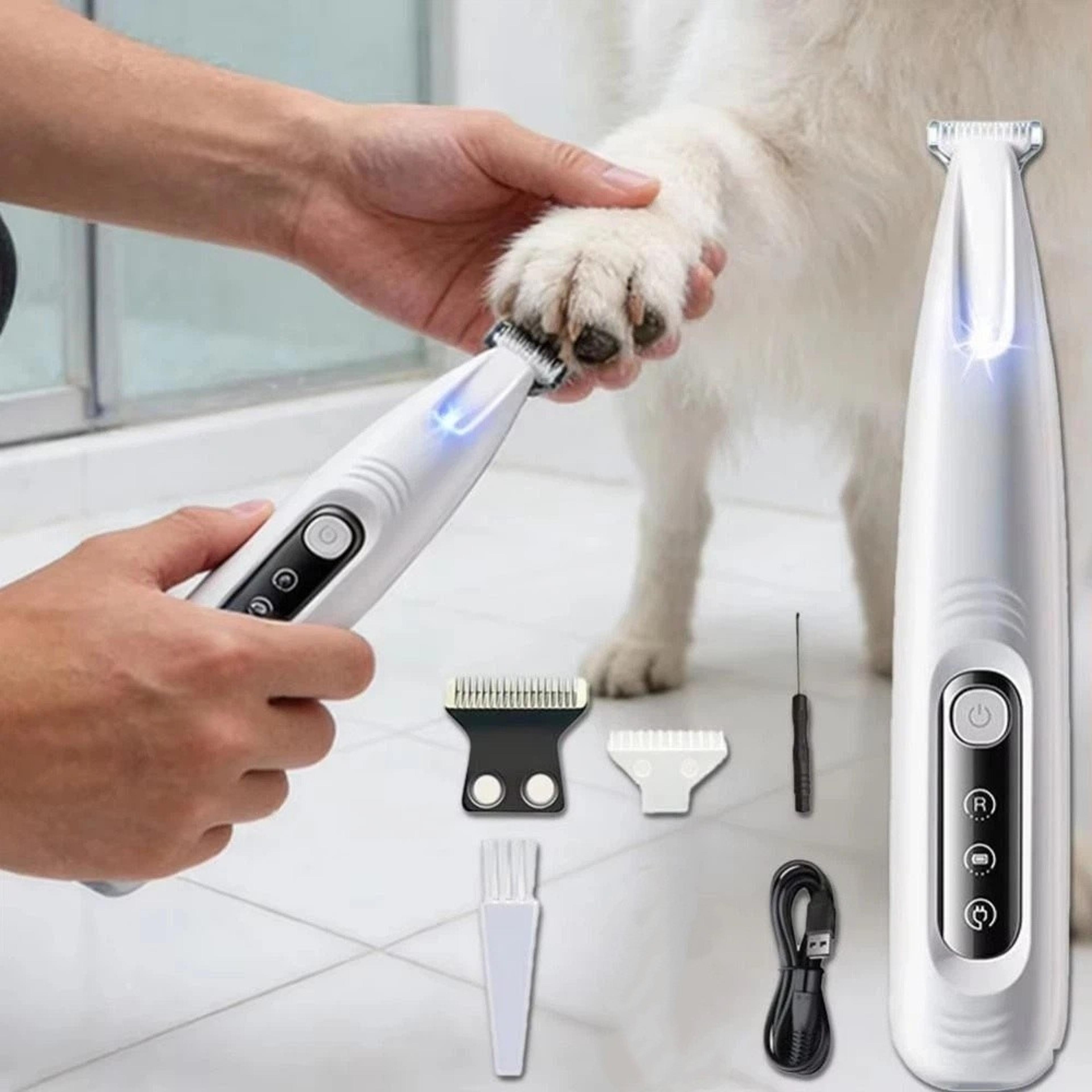 premium cordless waterproof pet paw trimmer & grooming clippers