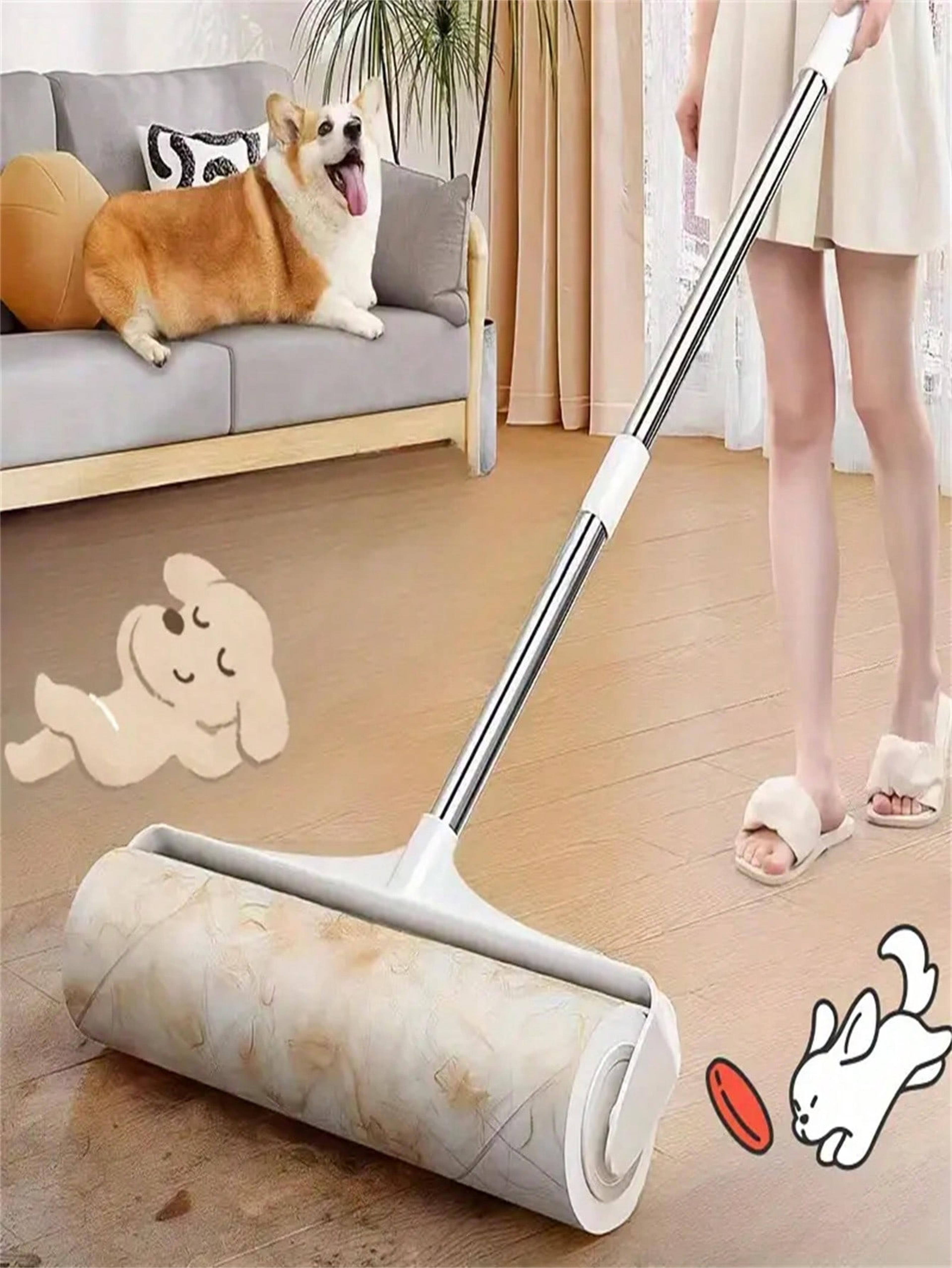 ultimate pet hair remover set long handle roller & reusable brushes